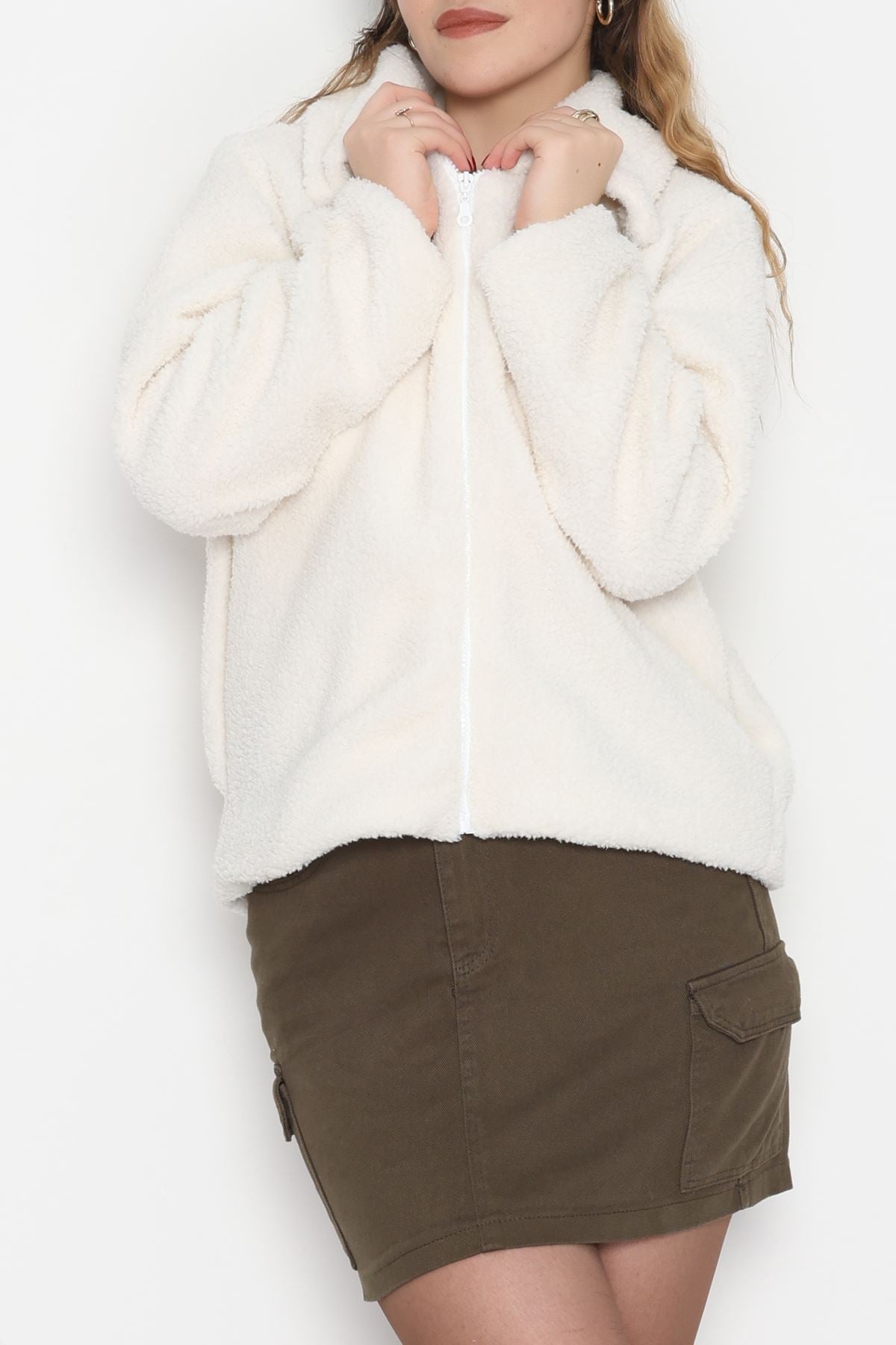 Peluş Astarlı Mont Ekru - 42696.1247.