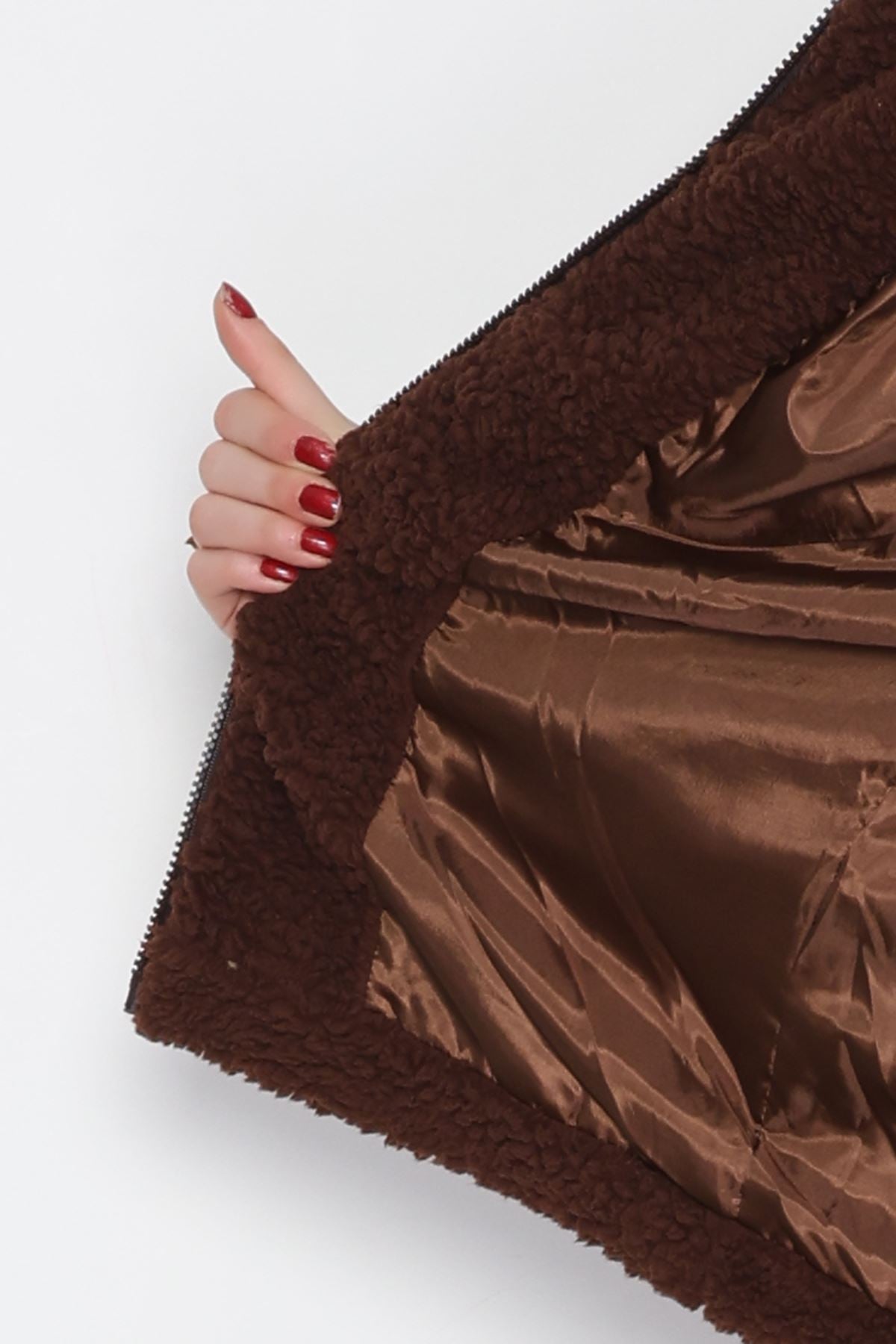 Peluş Astarlı Mont Kahverengi - 42696.1247.