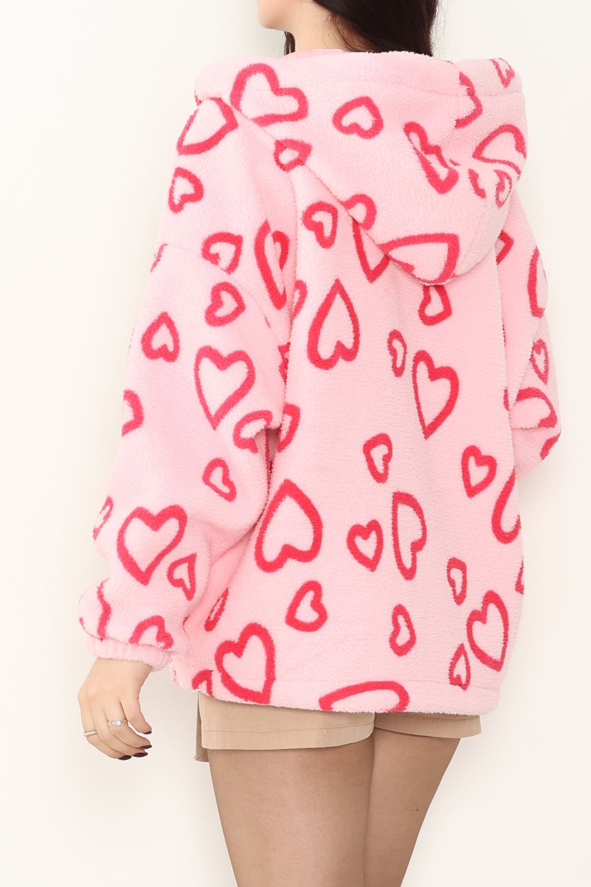 Kapüşonlu Kalpli Peluş Mont Pembekalp - 31482.1247.