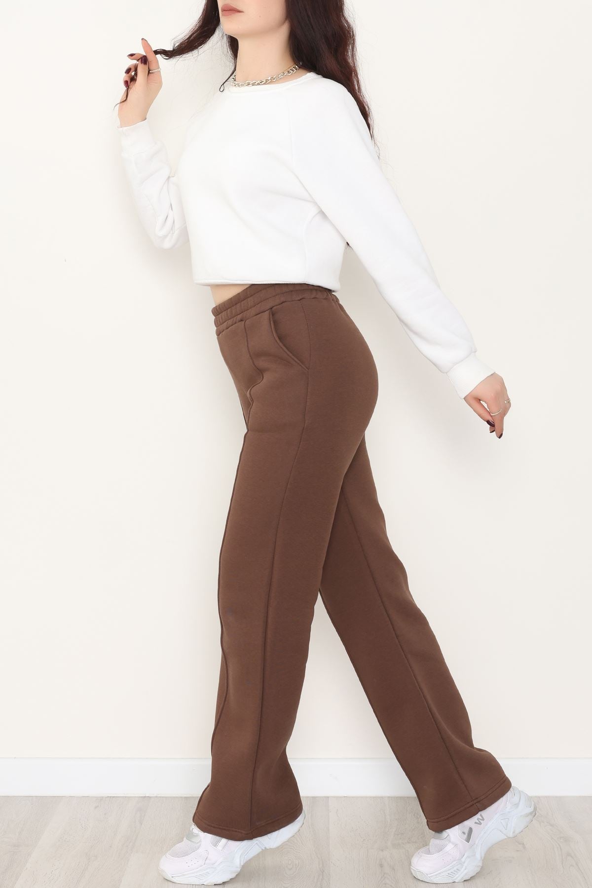 3 İplik Önü Çımalı Eşofman Altı Kahve - 42520.1878.