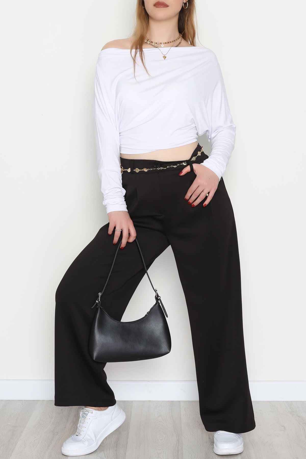 Modal Kumaş Palazzo Pantolon Siyah - 51104.2061.