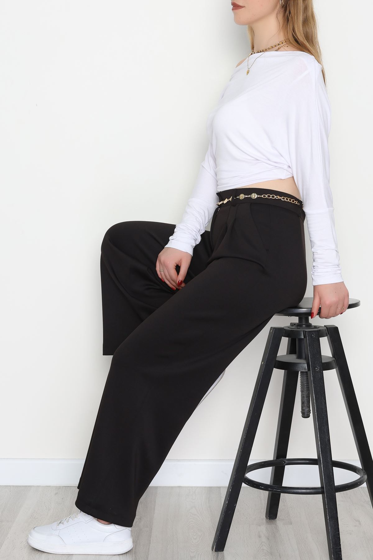 Modal Kumaş Palazzo Pantolon Siyah - 51104.2061.