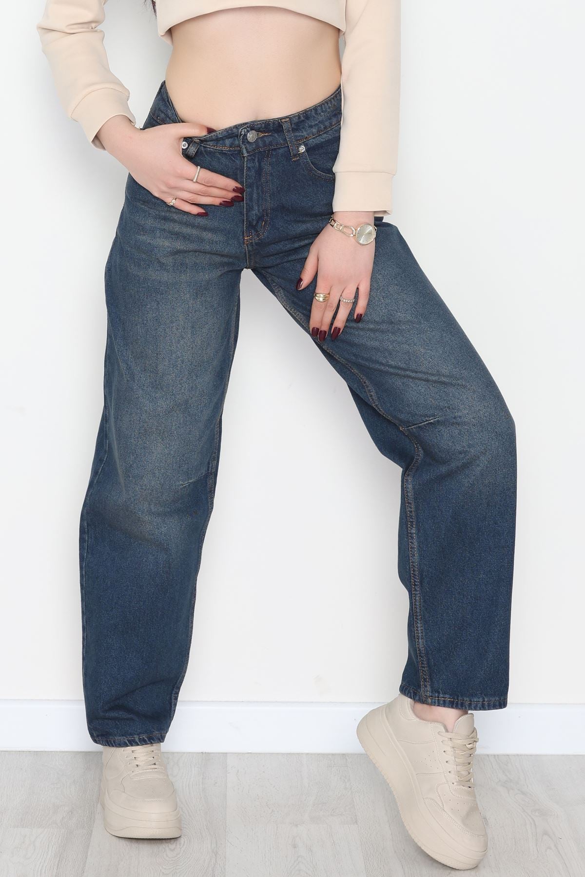 Arkası Tokalı Baggy Kot Pantolon Kahvetint - 31712.2059.