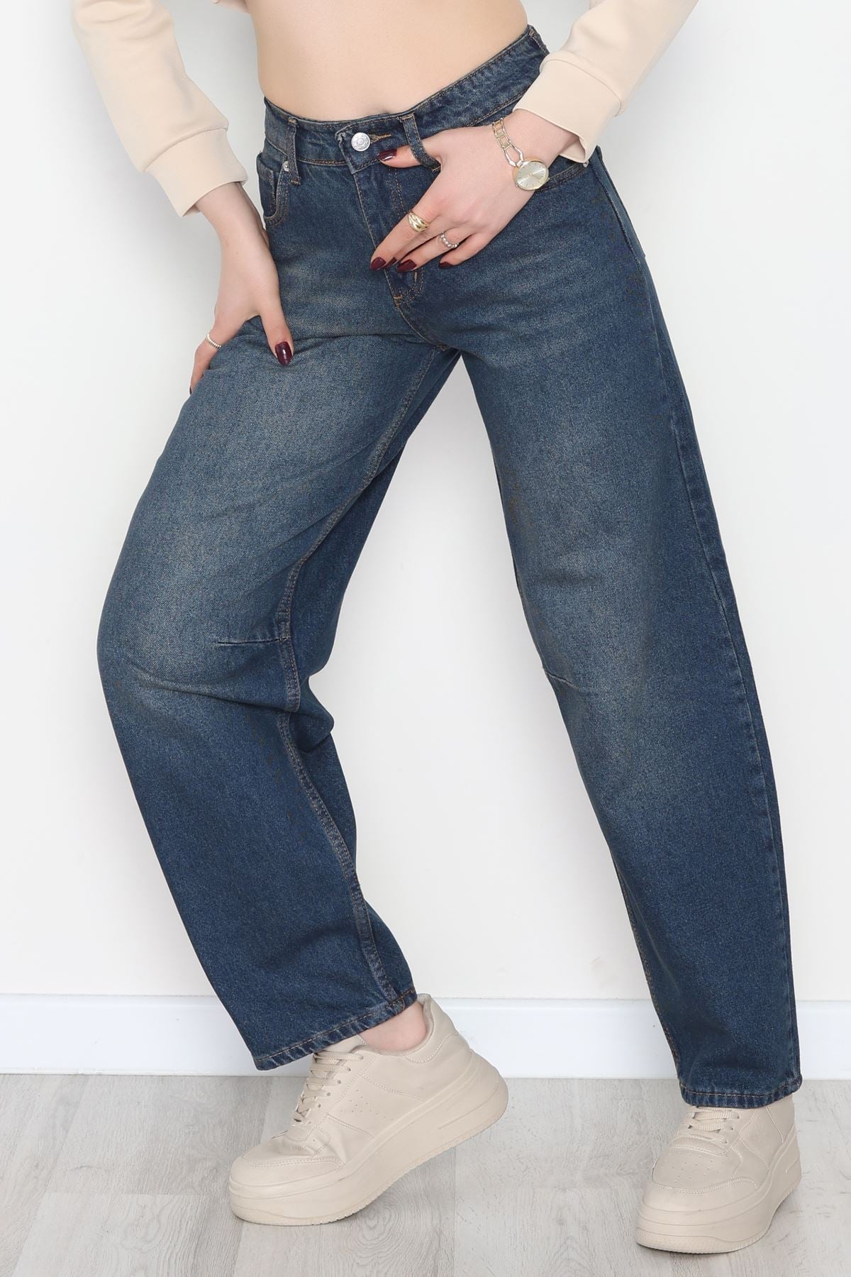 Arkası Tokalı Baggy Kot Pantolon Kahvetint - 31712.2059.