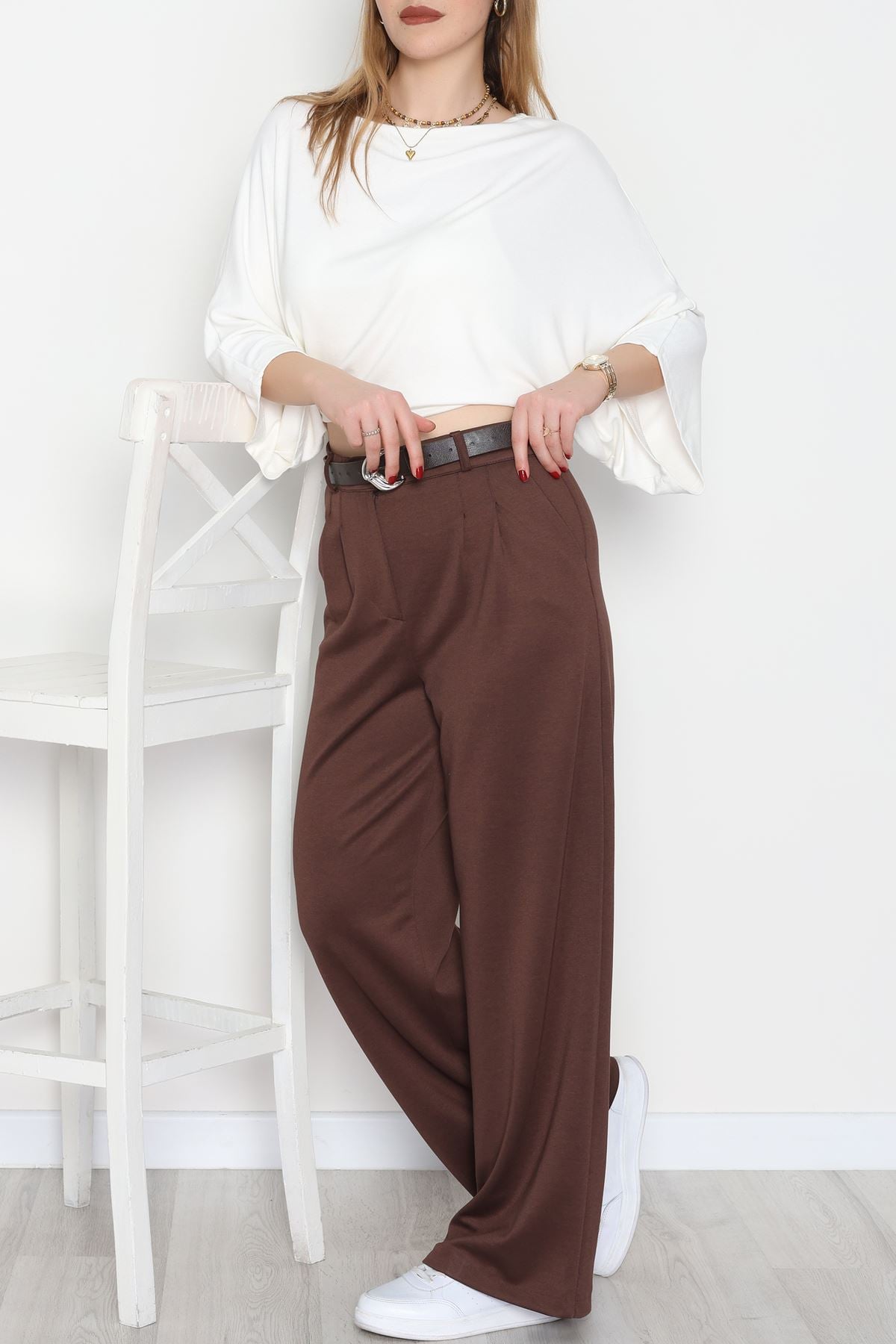 Modal Kumaş Palazzo Pantolon Kahve - 51104.2061.