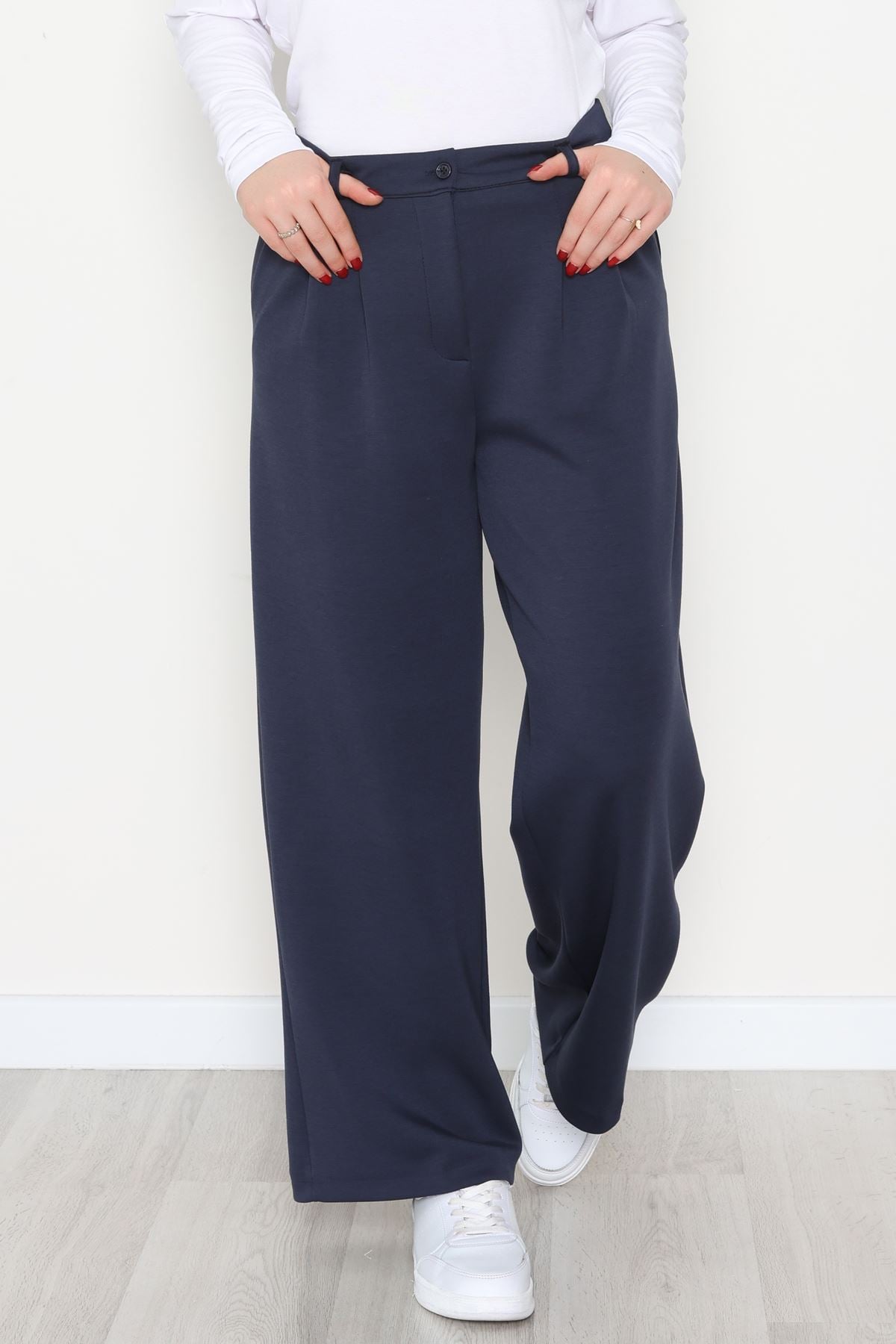 Modal Kumaş Palazzo Pantolon Lacivert - 51104.2061.