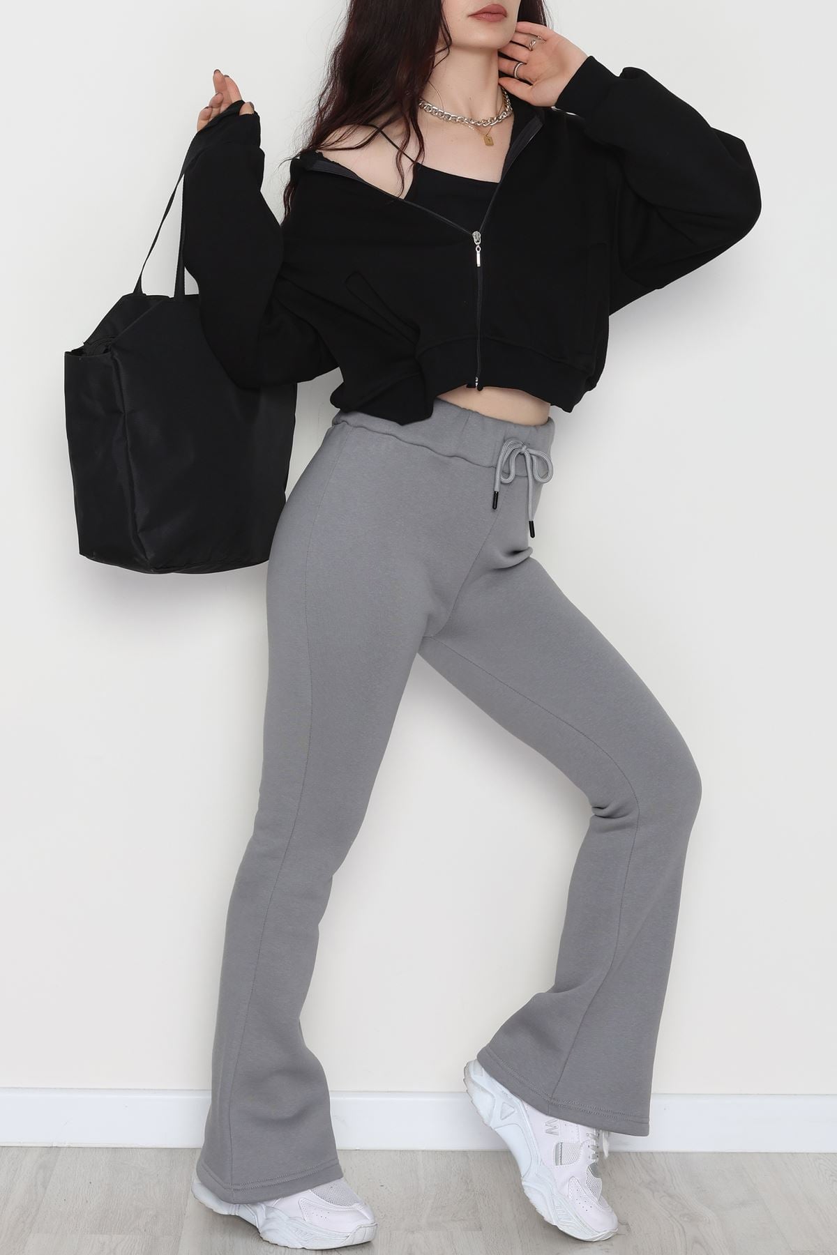 3 İplik İspanyol Paça Eşofman Altı Antrasit - 42522.1878.