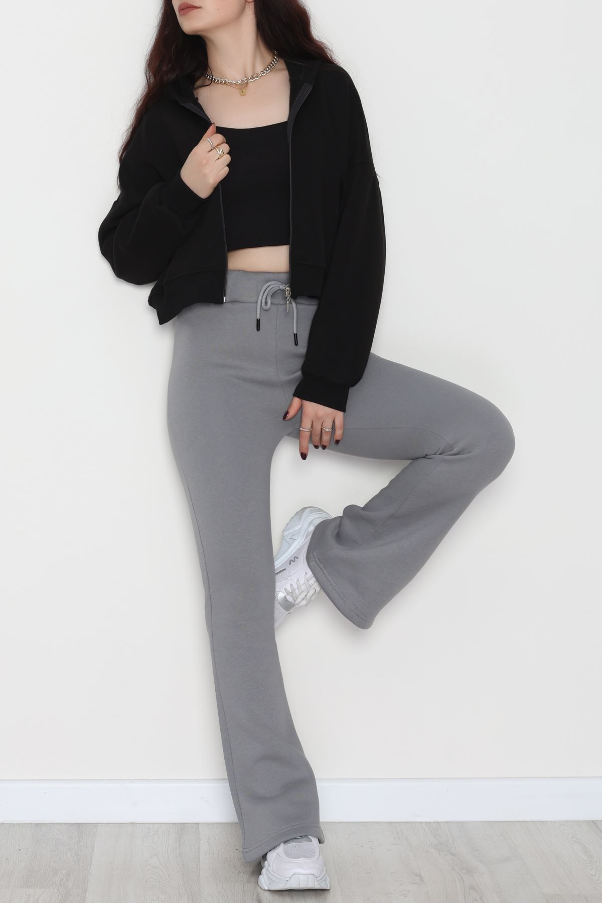 3 İplik İspanyol Paça Eşofman Altı Antrasit - 42522.1878.