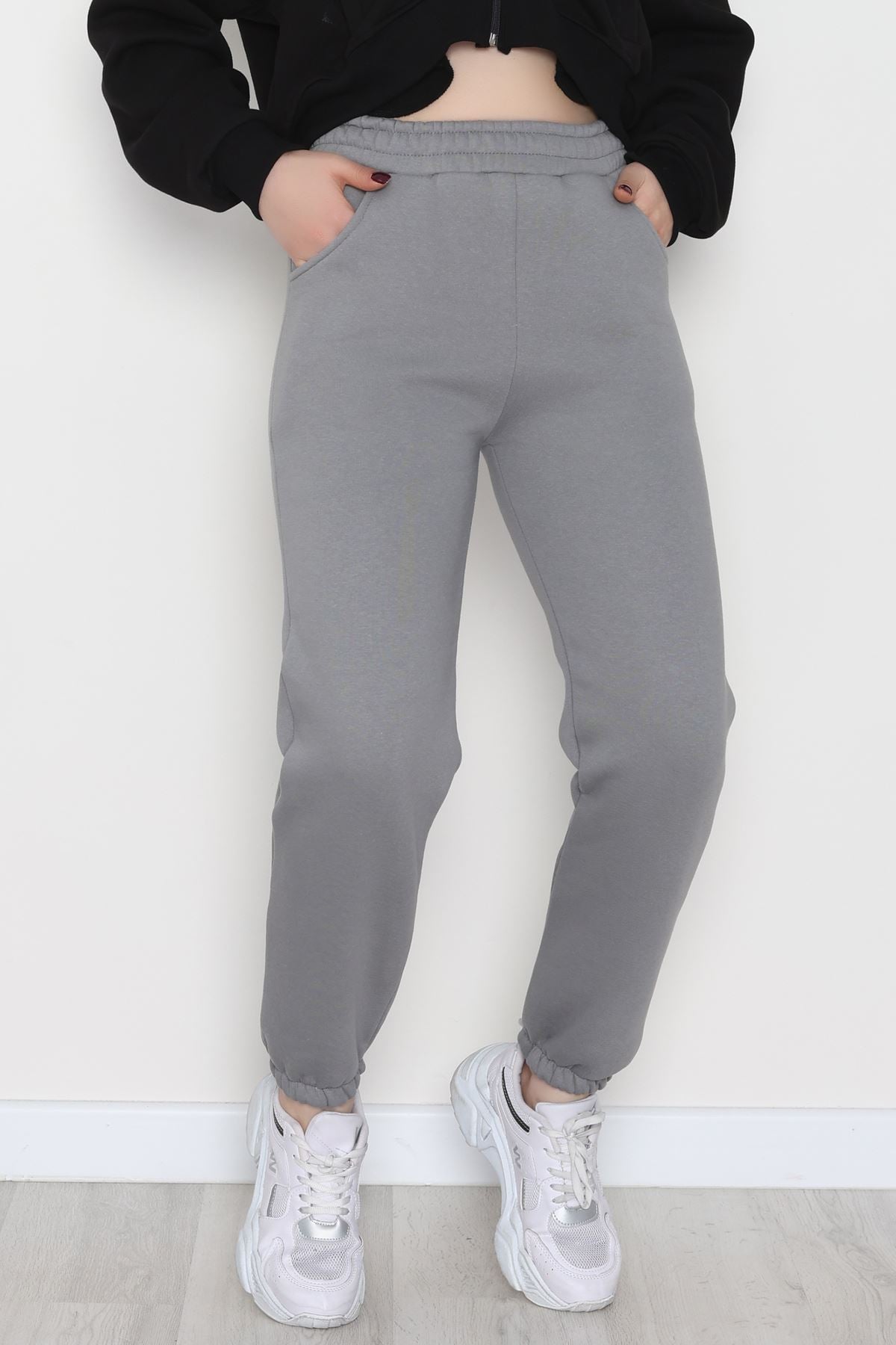 Lastikli 3 İplik Eşofman Altı Antrasit - 20956.1878.