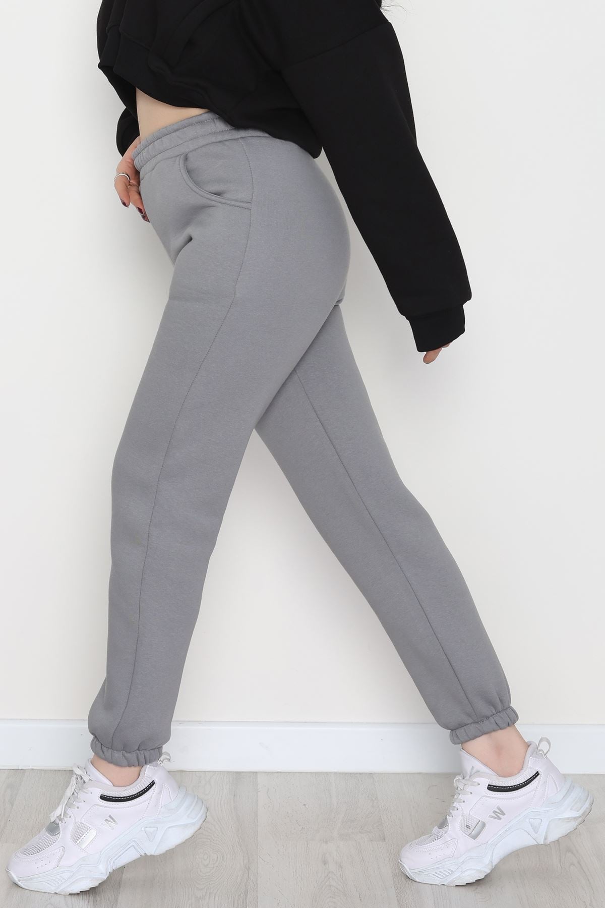 Lastikli 3 İplik Eşofman Altı Antrasit - 20956.1878.