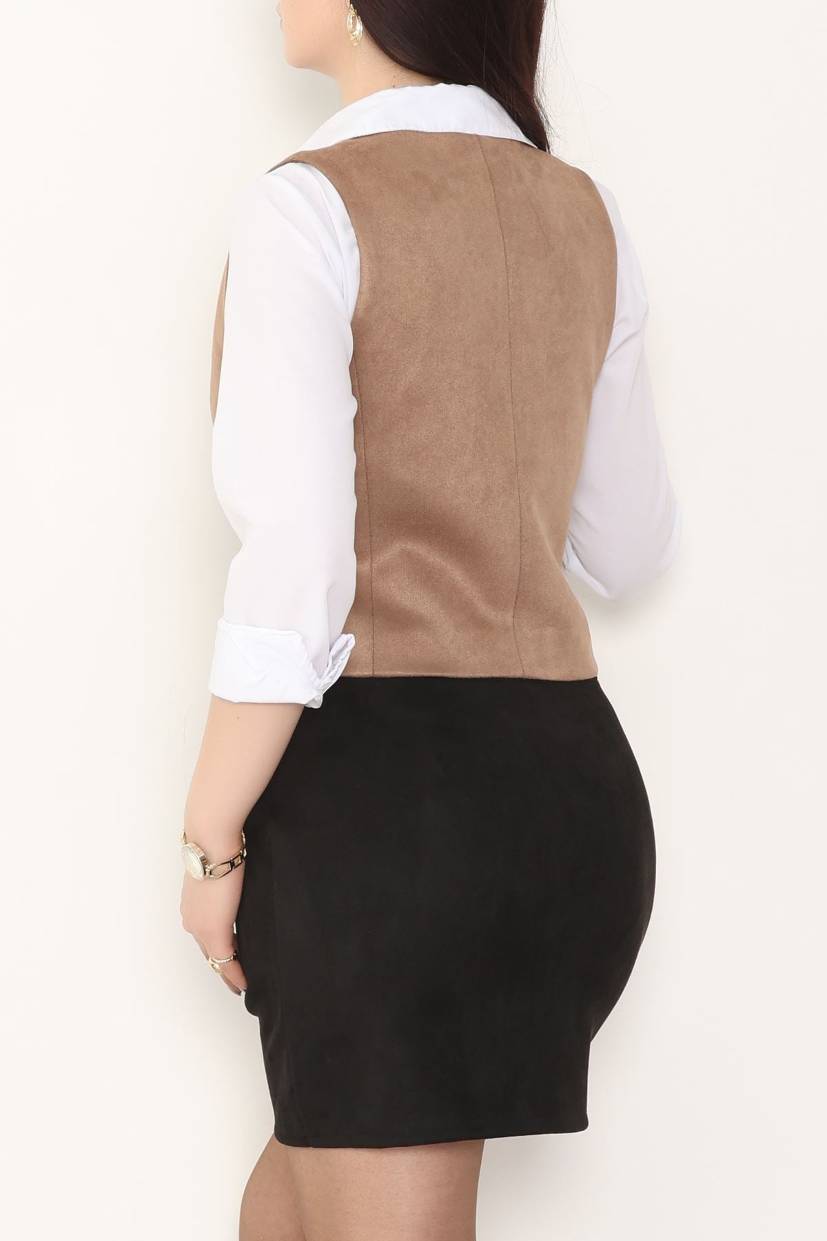 Süet Oversıze Yelek Vizon - 6262.424.