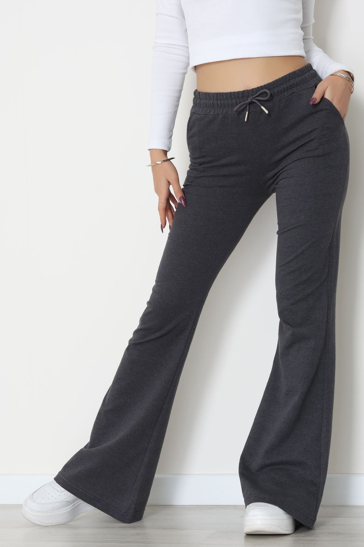 2 İplik İspanyol Paça Eşofman Altı Füme - 52118.1857.