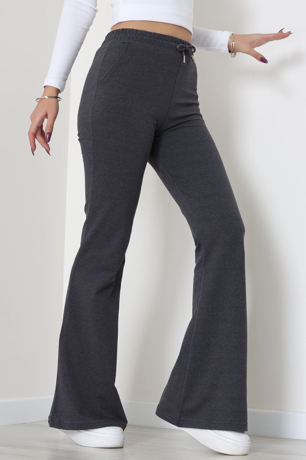 2 İplik İspanyol Paça Eşofman Altı Füme - 52118.1857.