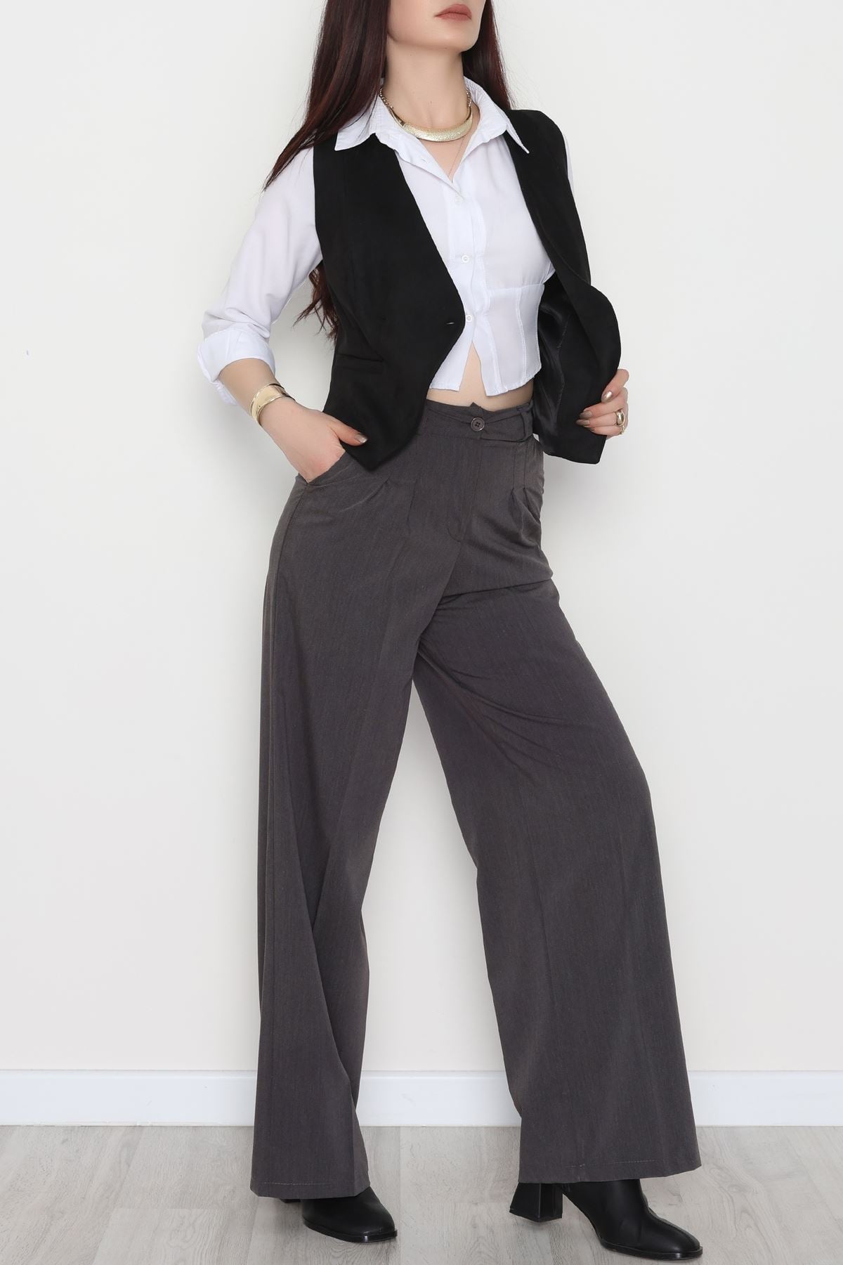 Süet Oversıze Yelek Siyah - 6262.424.