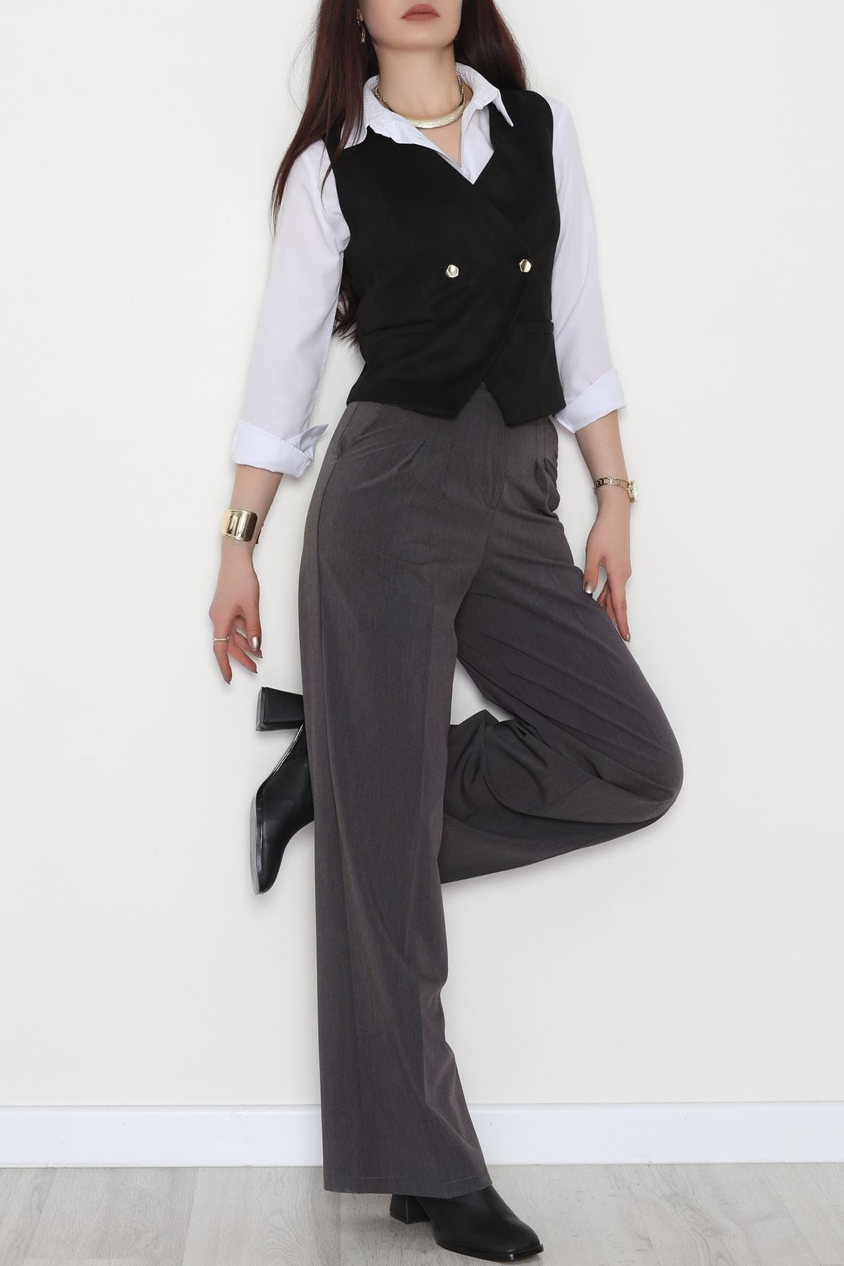 Süet Oversıze Yelek Siyah - 6262.424.