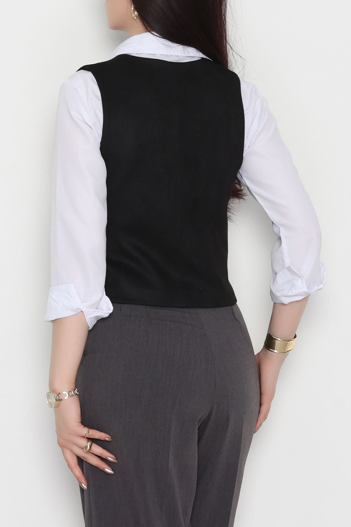 Süet Oversıze Yelek Siyah - 6262.424.