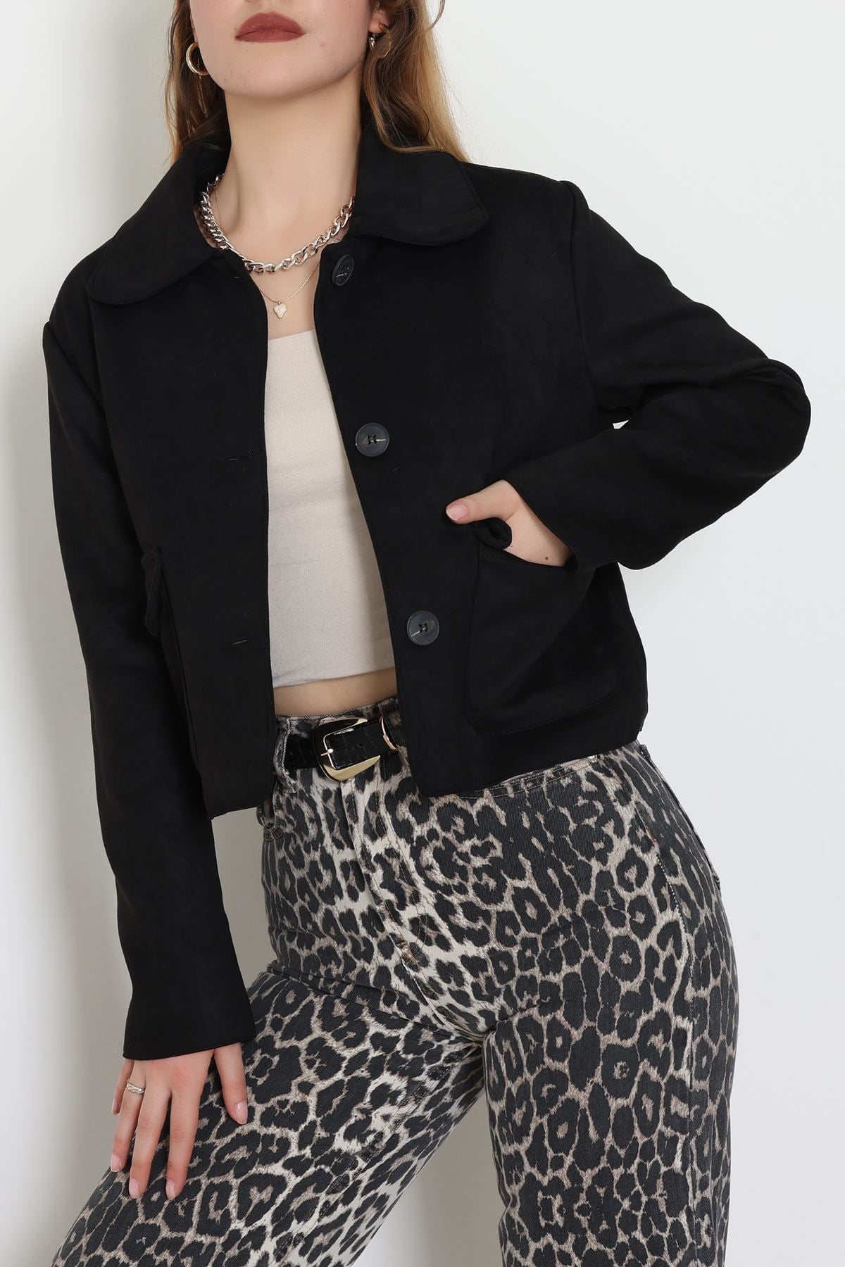 Astarlı Süet Ceket Siyah - 5050.1839.