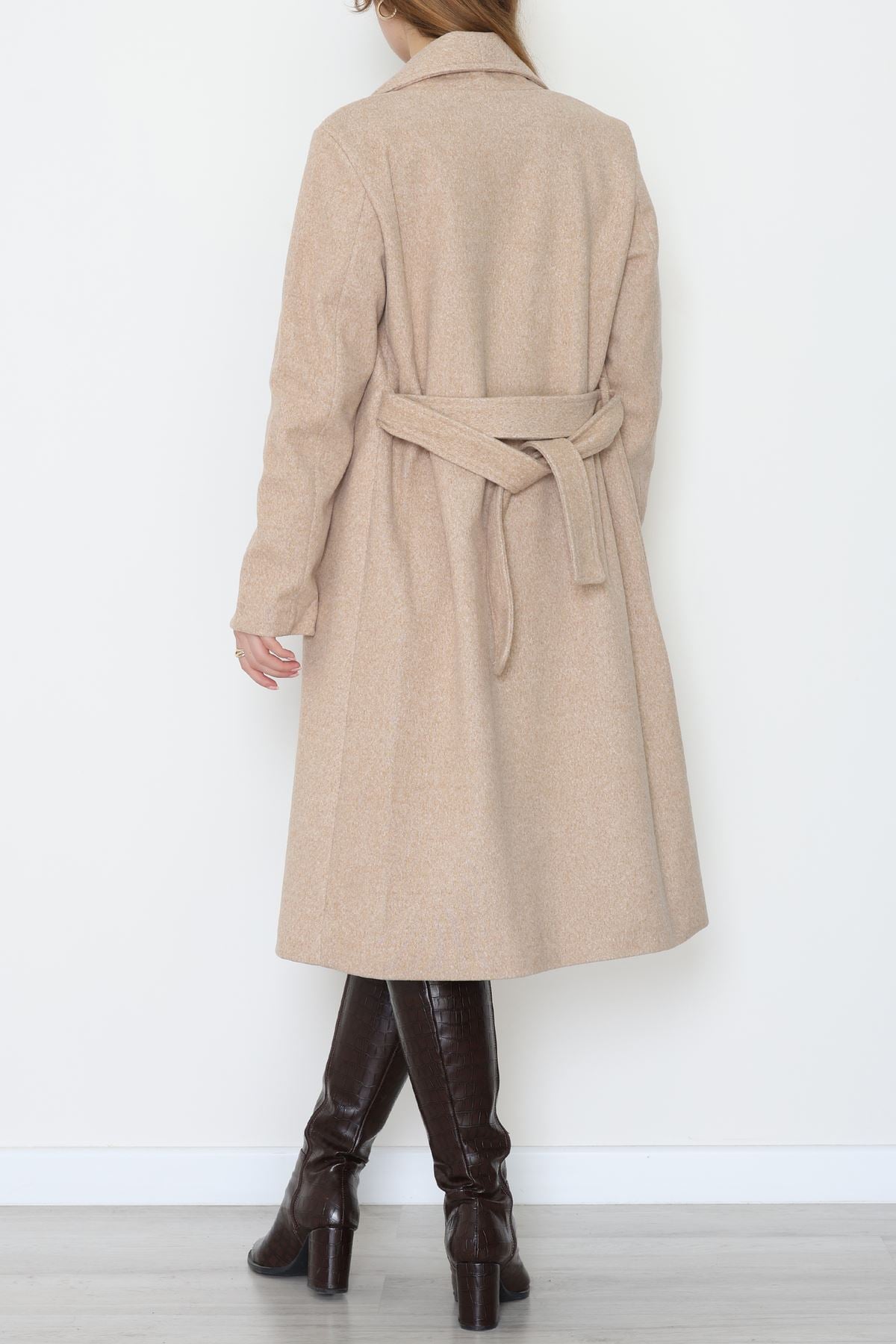 Uzun Astarlı Kaşe Kaban Bej - 4001.1839.