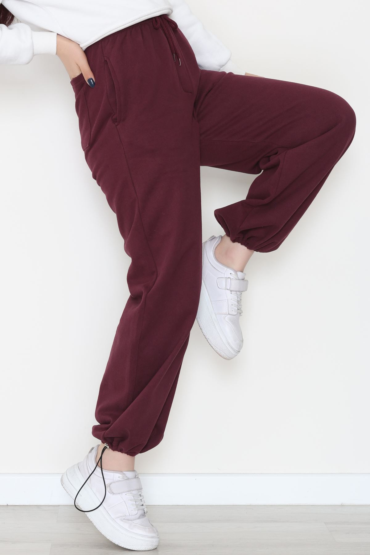 3 İplik Şardonlu Paça Stoperli Eşofman Altı Mürdüm - 52069.2113.