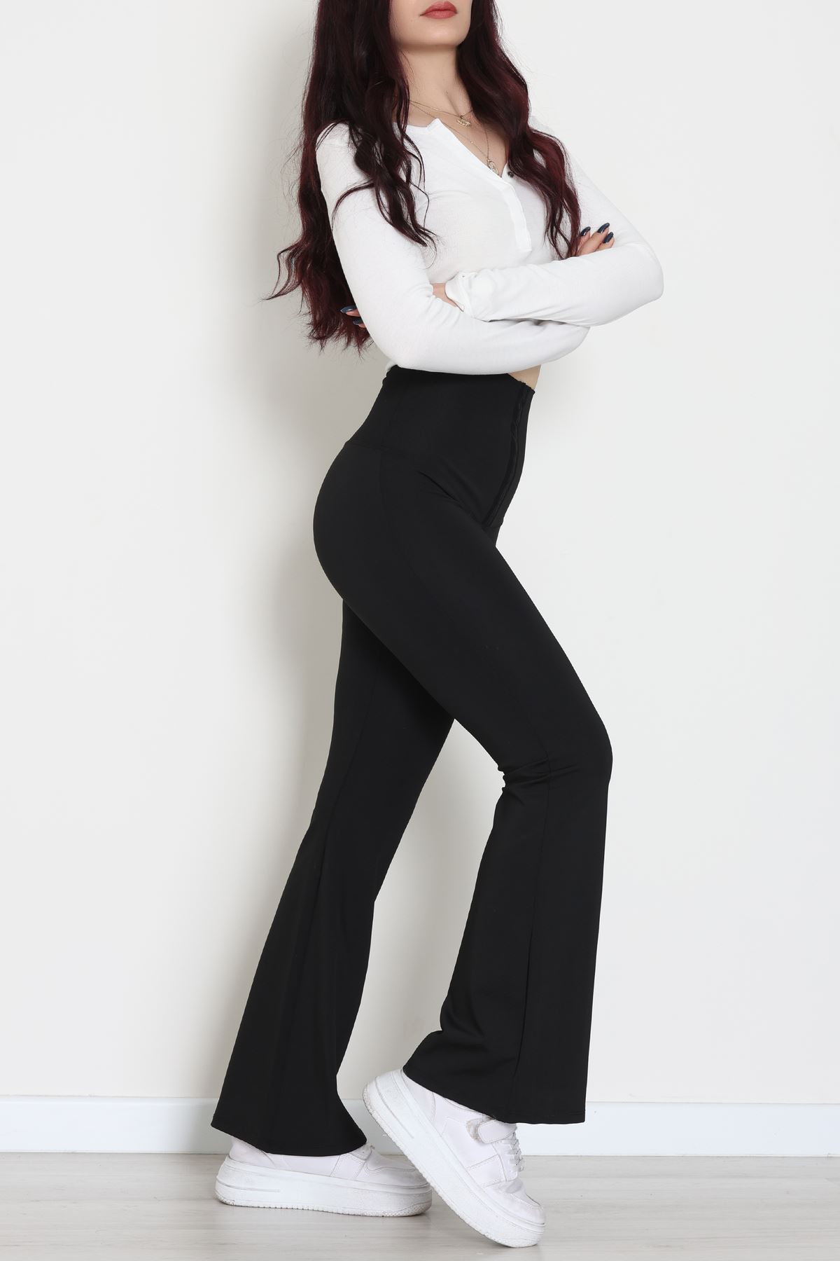 Agraflı İspanyol Paça Dalgıç Tayt Siyah - 52117.1881.