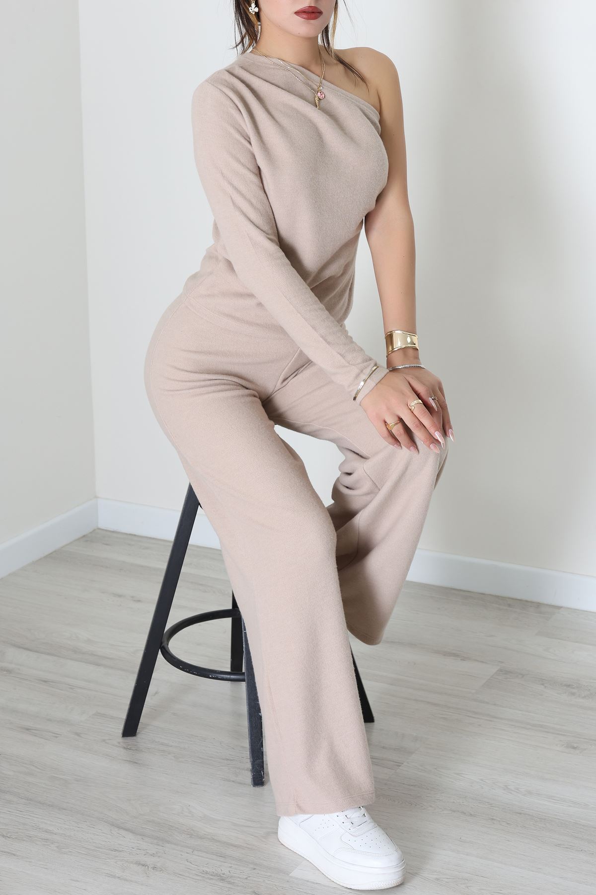 Tek Omuz Yumoş Kumaş İkili Takım Latte - 51093.2114.