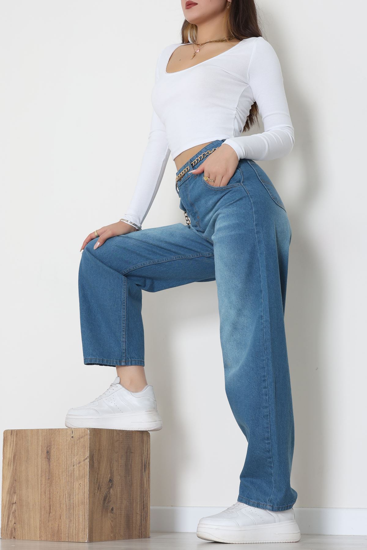 Baggy Kot Pantolon Açıkmavi - 31587.1566.