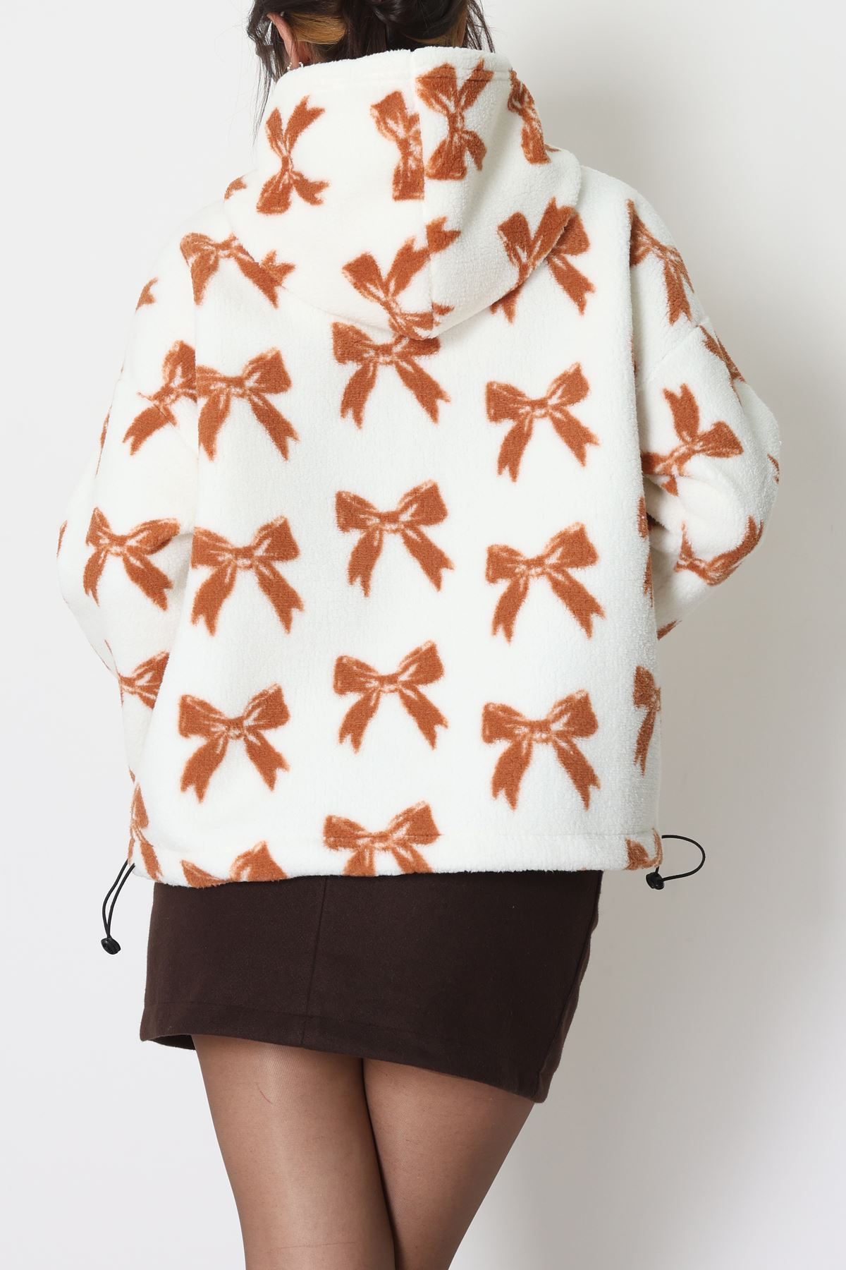 Baskılı Kapşonlu Polar Ceket Ekrukurdele - 31711.1247.