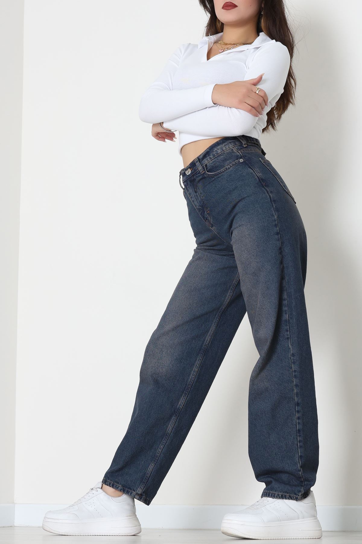 Tokalı Baggy Kot Pantolon Mavitint - 31558.2088.