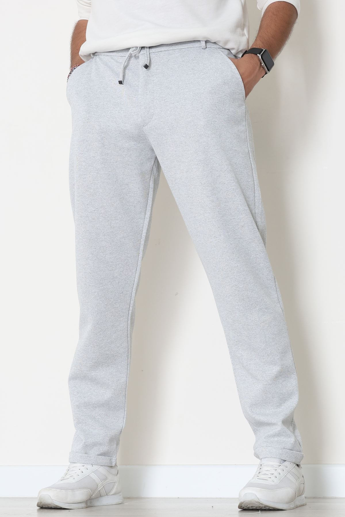 Double Paça Diagonel Erkek Pantolon Gri - 31807.1937.