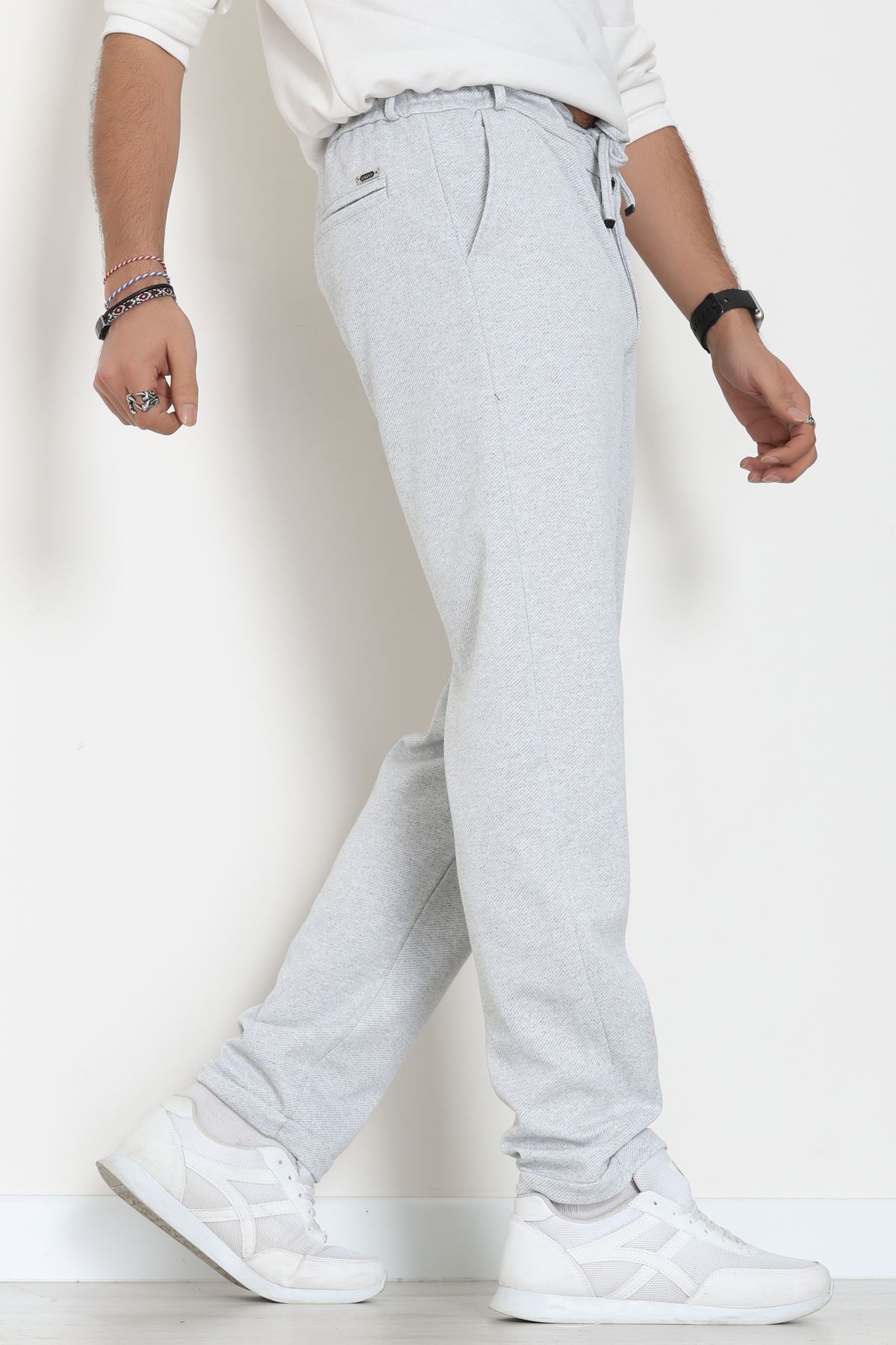 Double Paça Diagonel Erkek Pantolon Gri - 31807.1937.