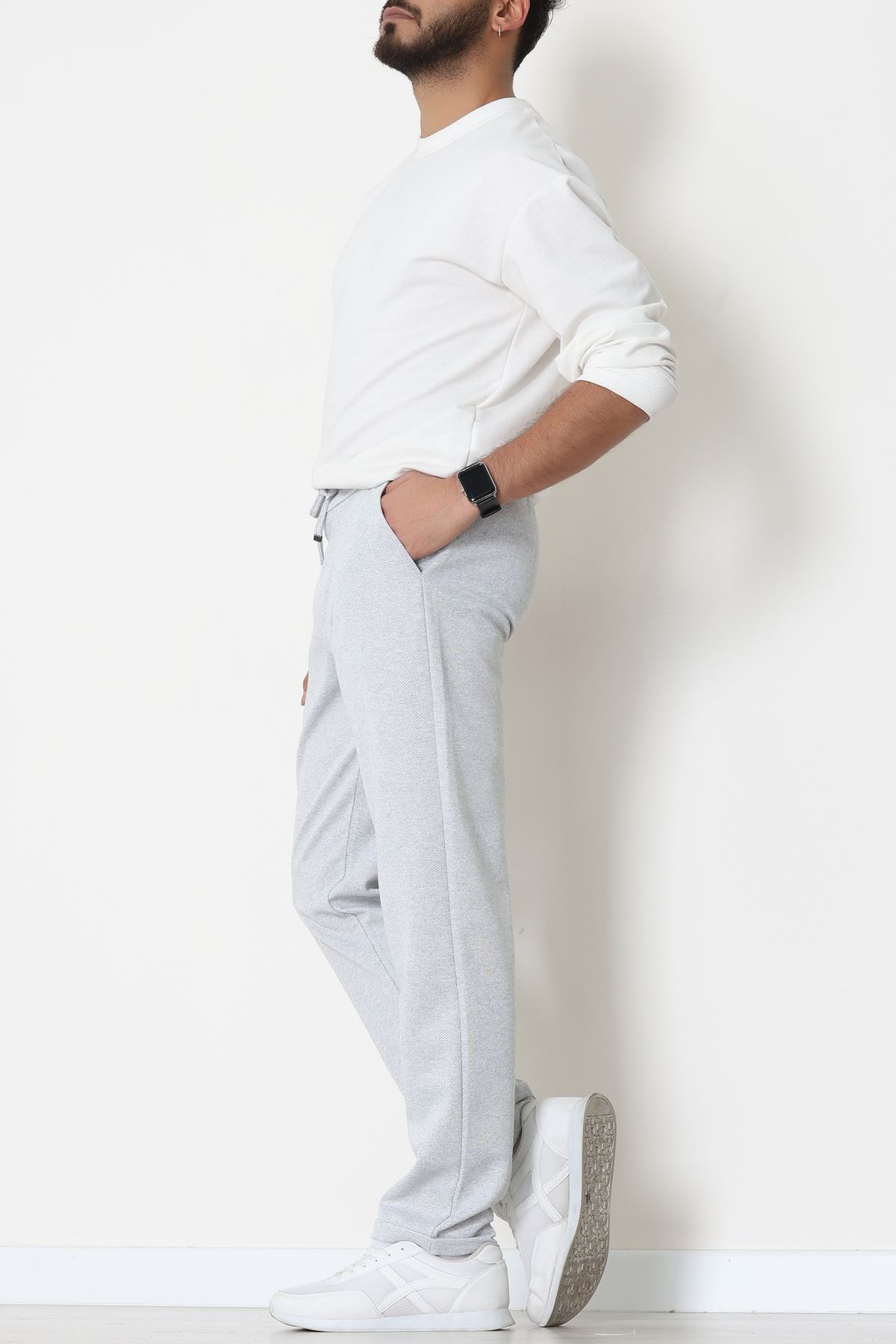 Double Paça Diagonel Erkek Pantolon Gri - 31807.1937.