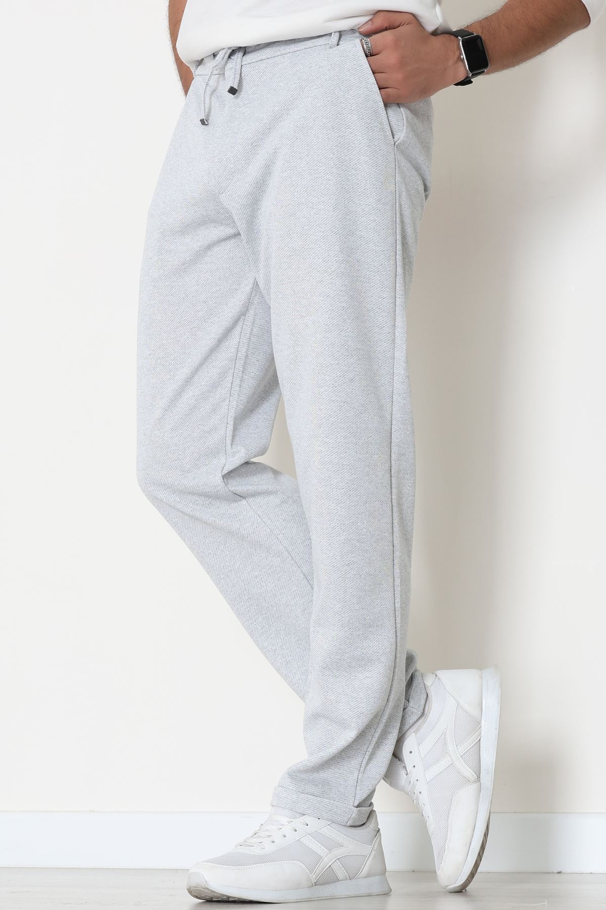 Double Paça Diagonel Erkek Pantolon Gri - 31807.1937.