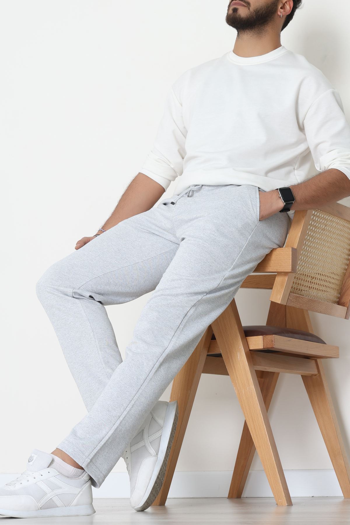 Düz Paça Diagonel Erkek Pantolon Gri - 31808.1937.