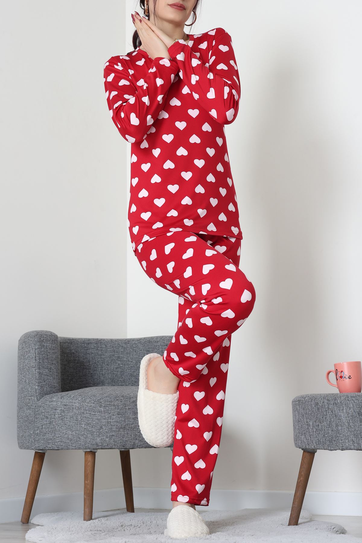 Sandy Alt Üst Aynı Pijama Takımı Bordo - 52166.1048.