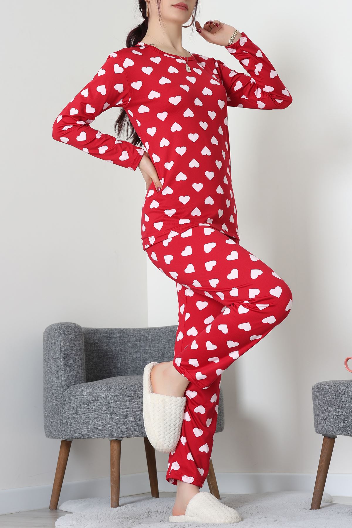 Sandy Alt Üst Aynı Pijama Takımı Bordo - 52166.1048.