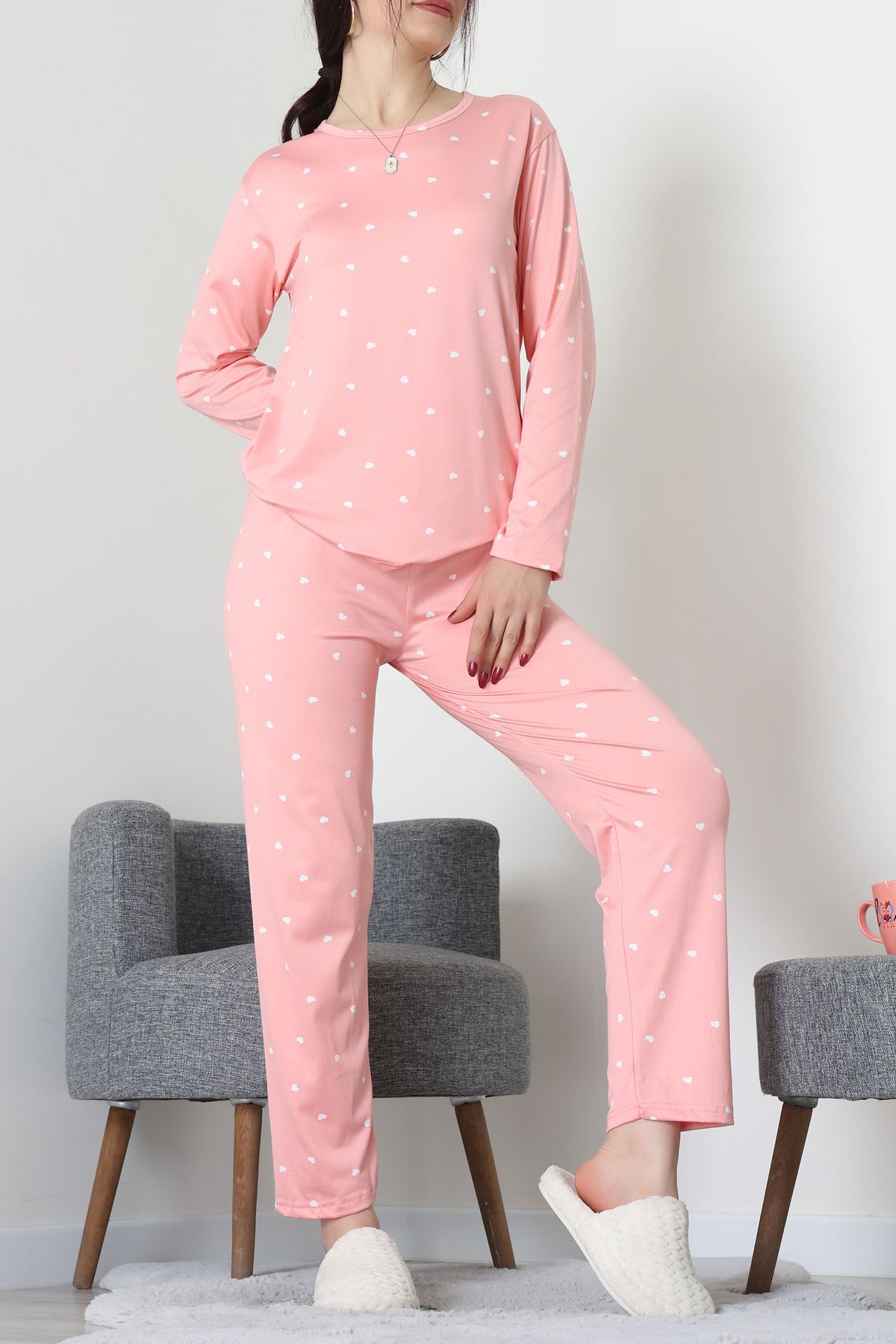 Sandy Alt Üst Aynı Pijama Takımı Somon - 52166.1048.