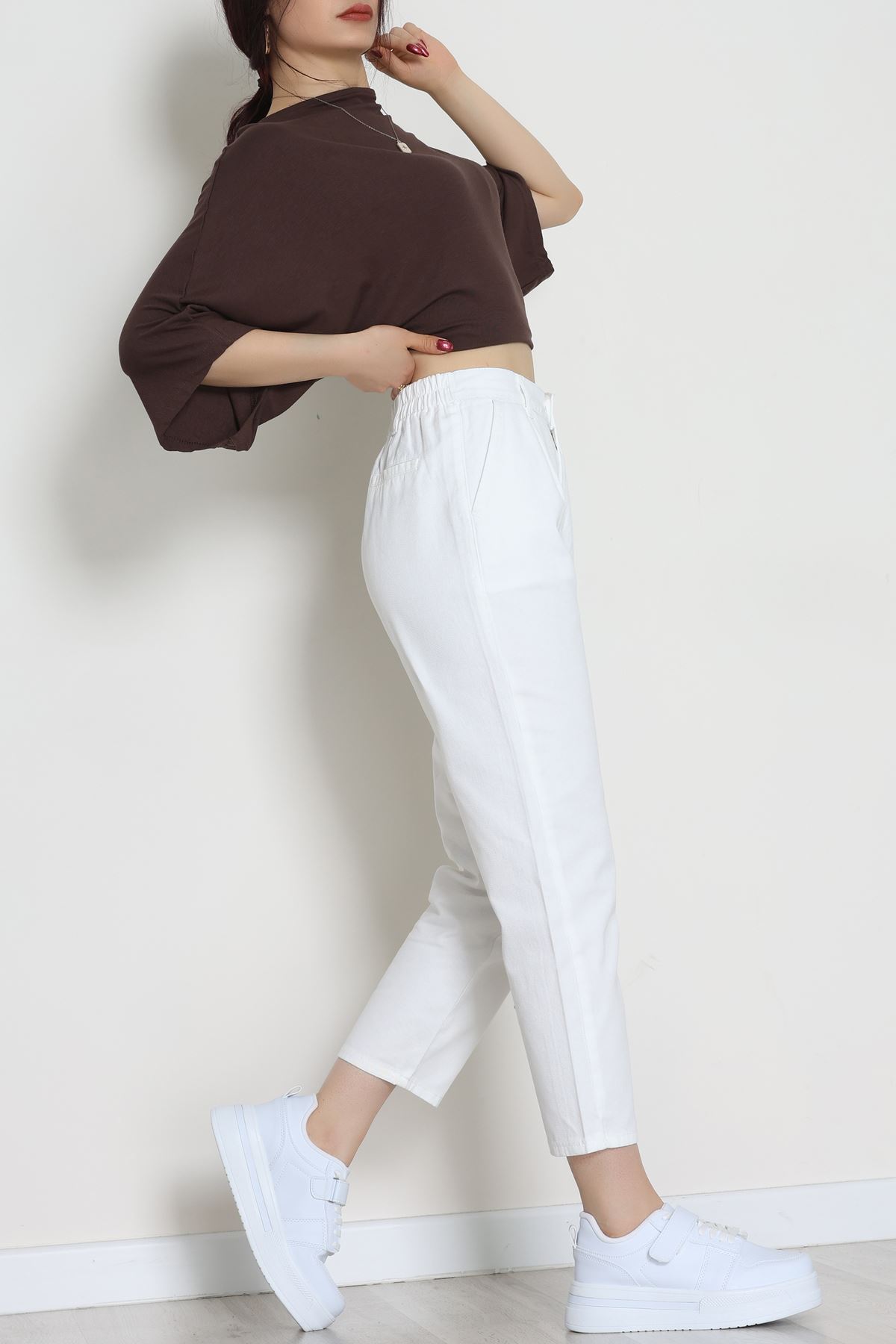 Gabardin Mom Pantolon Beyaz - 42707.2121.