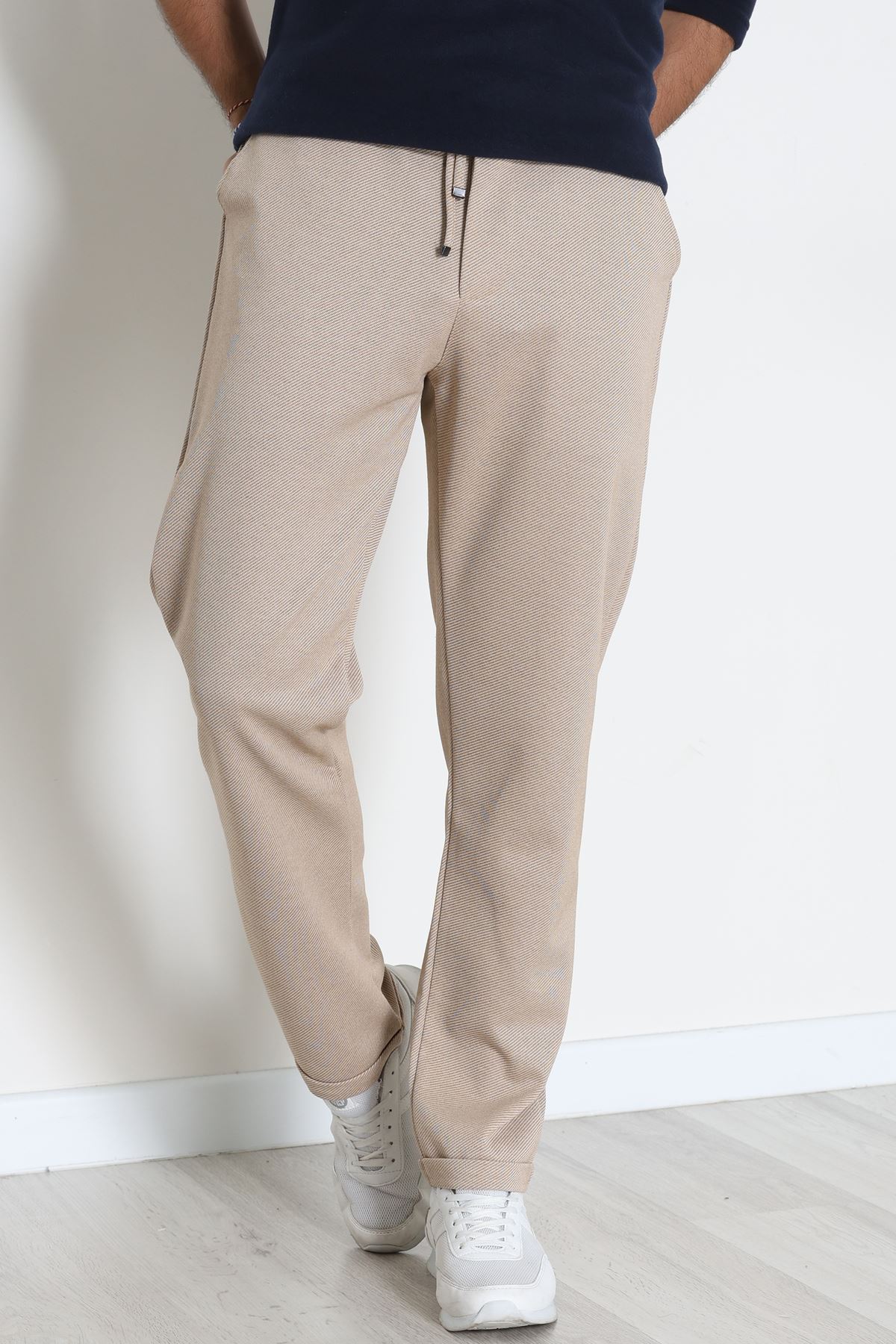 Double Paça Diagonel Erkek Pantolon Bej - 31807.1937.