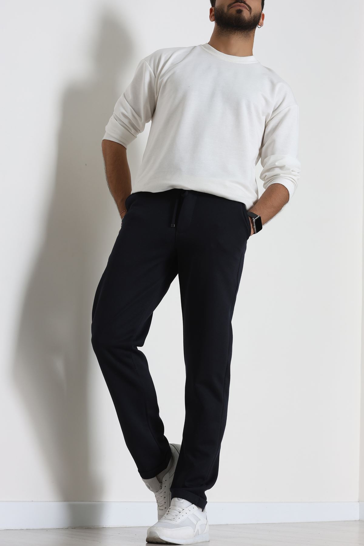 Double Paça Diagonel Erkek Pantolon Lacivert - 31807.1937.