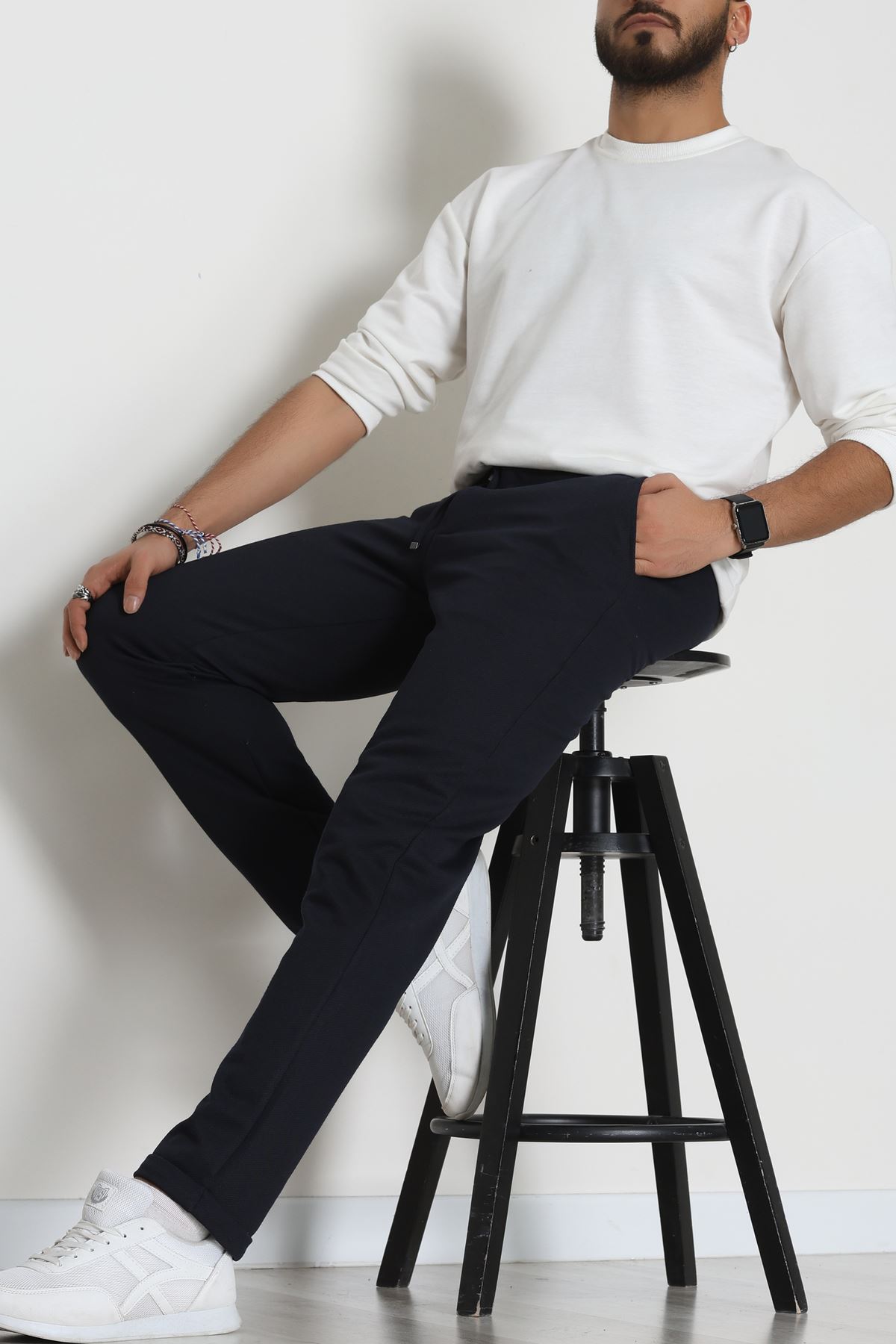 Double Paça Diagonel Erkek Pantolon Lacivert - 31807.1937.