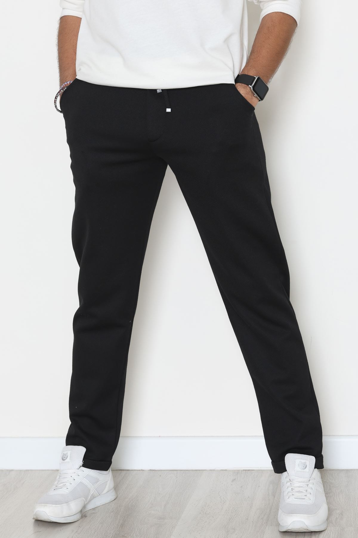 Double Paça Diagonel Erkek Pantolon Siyah - 31807.1937.