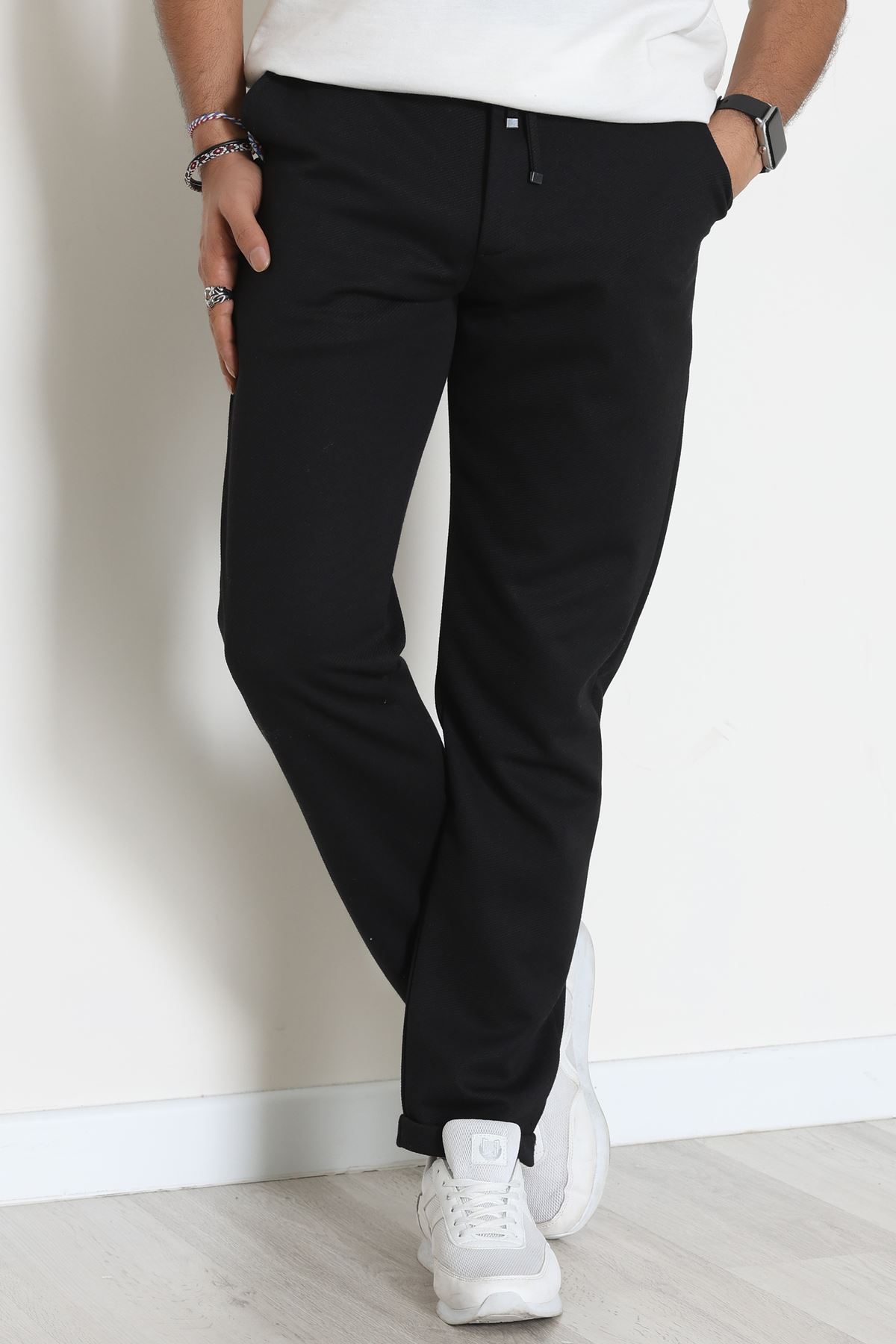 Double Paça Diagonel Erkek Pantolon Siyah - 31807.1937.