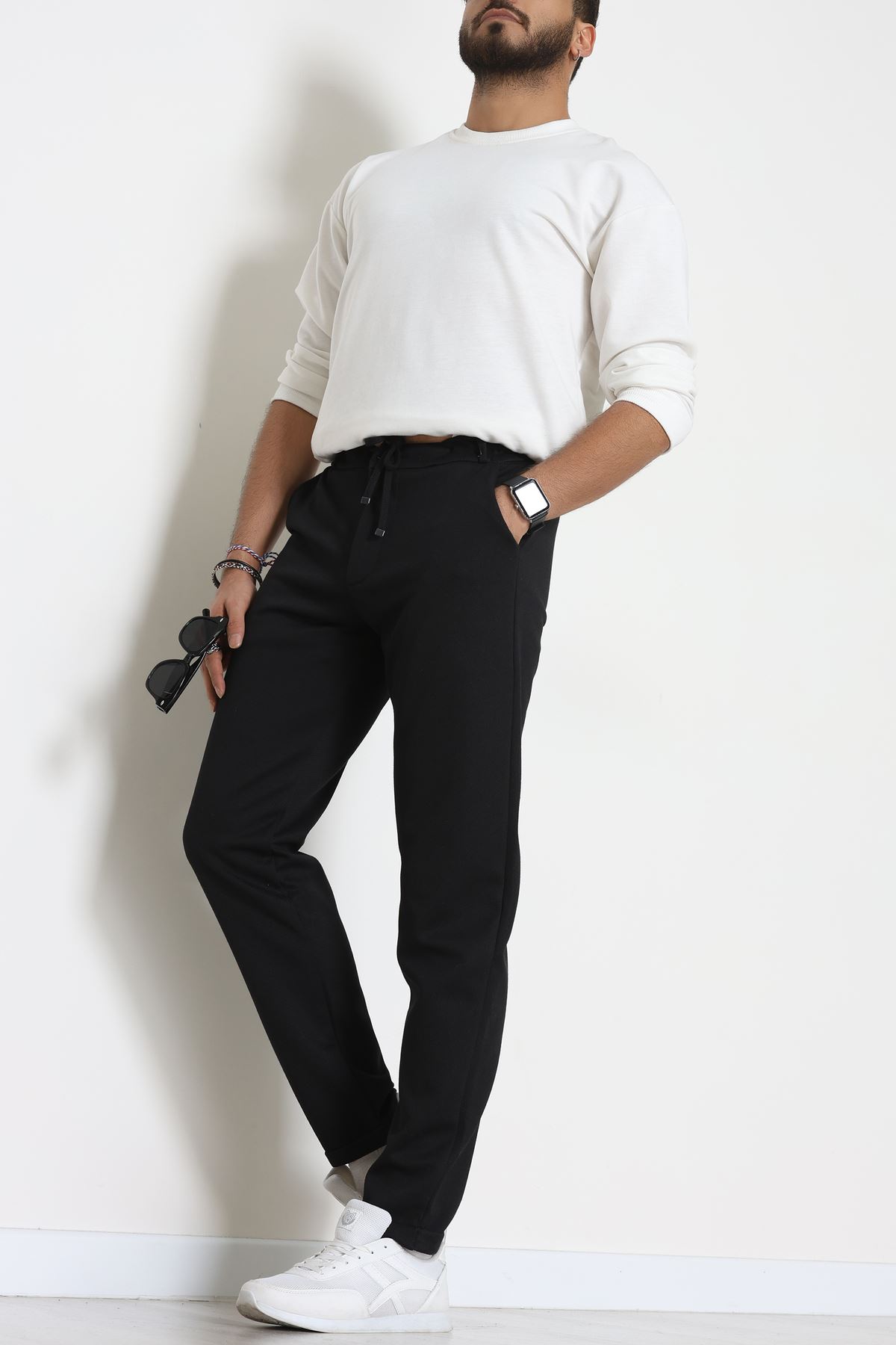 Double Paça Diagonel Erkek Pantolon Siyah - 31807.1937.