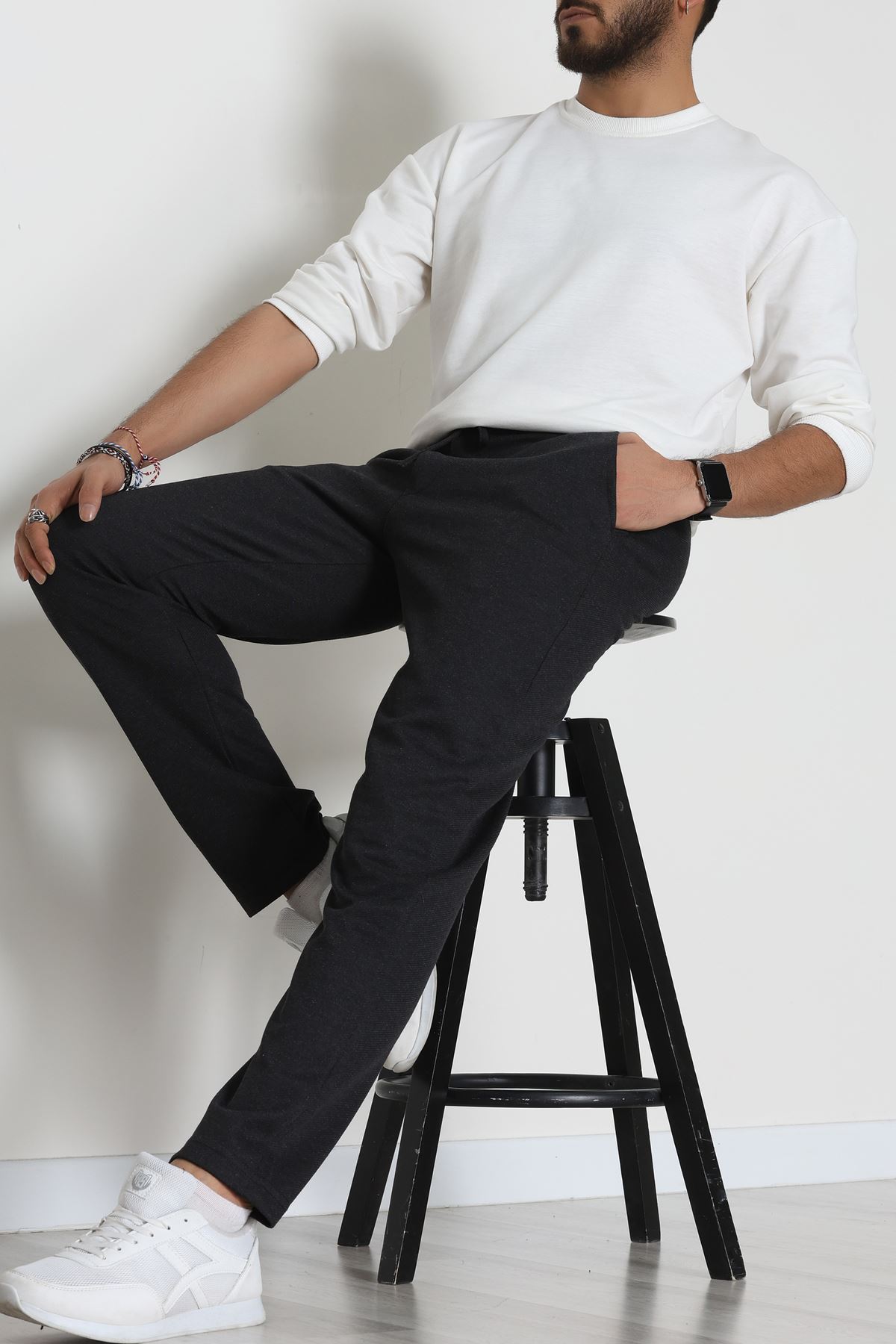 Düz Paça Diagonel Erkek Pantolon Antrasit - 31808.1937.