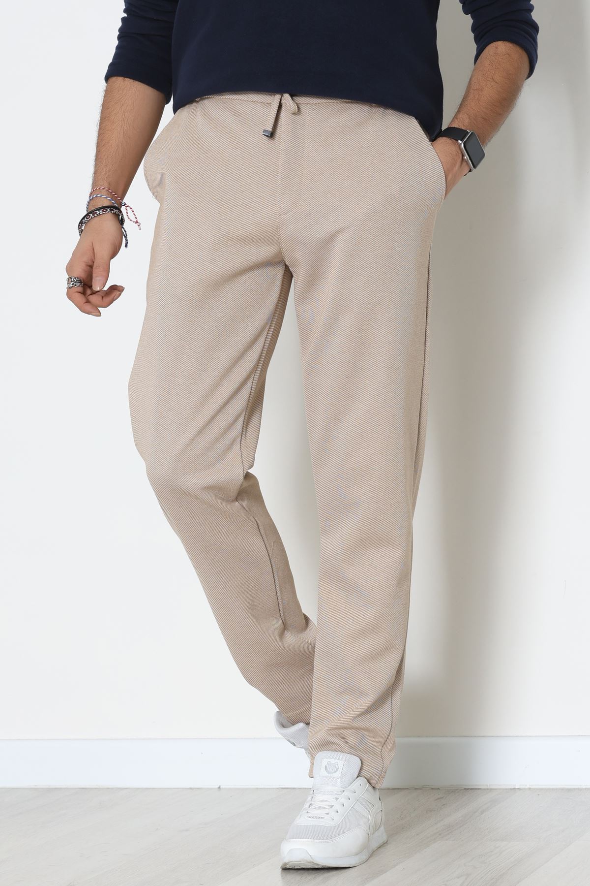 Düz Paça Diagonel Erkek Pantolon Bej - 31808.1937.