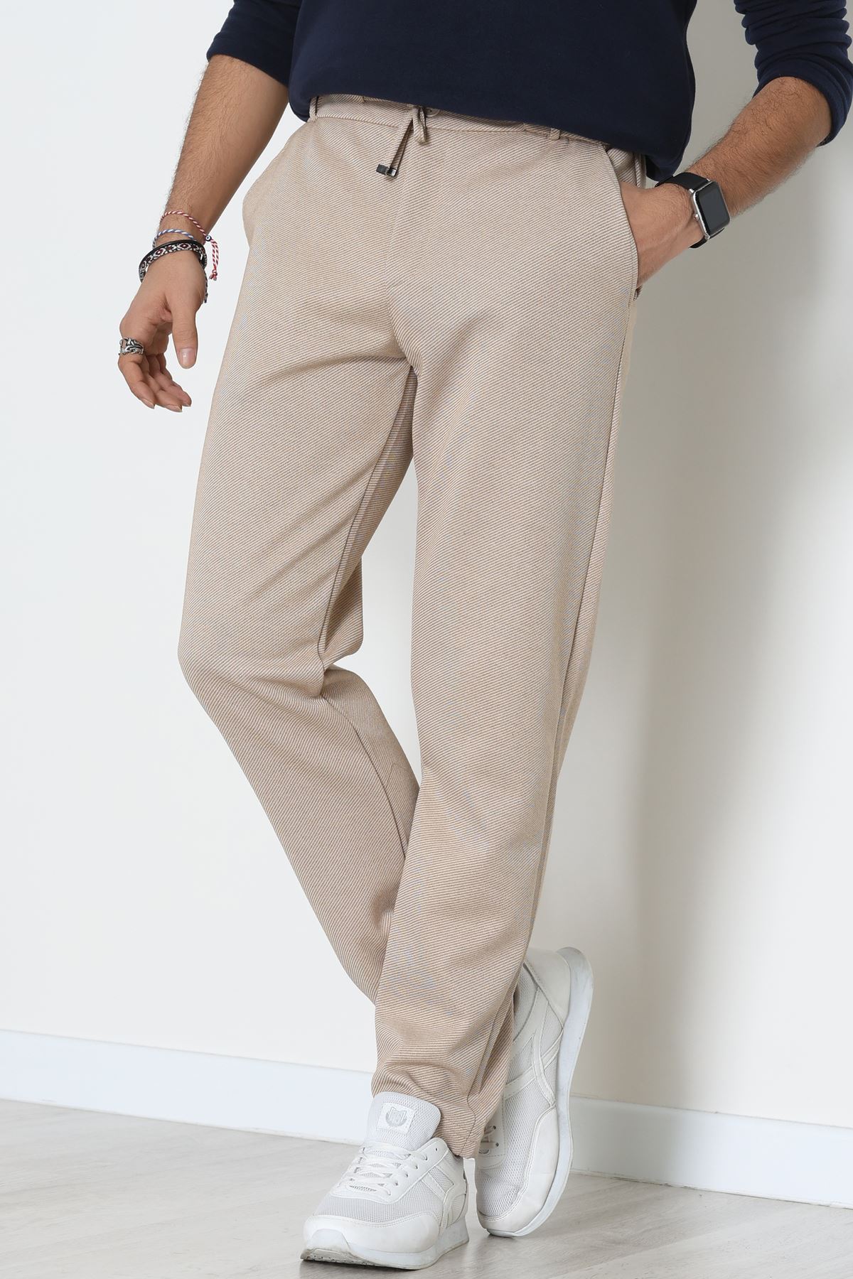 Düz Paça Diagonel Erkek Pantolon Bej - 31808.1937.