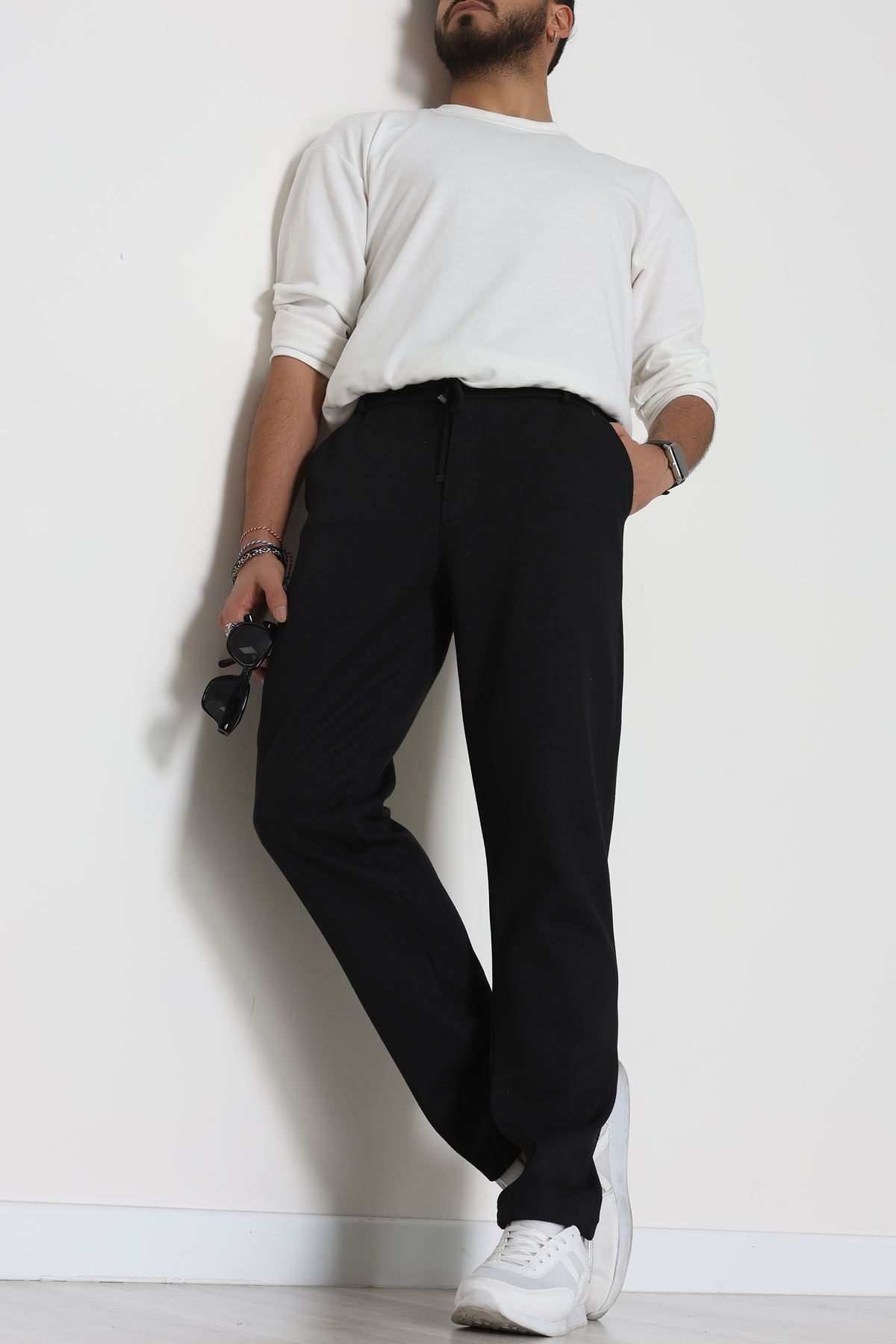 Düz Paça Diagonel Erkek Pantolon Siyah - 31808.1937.