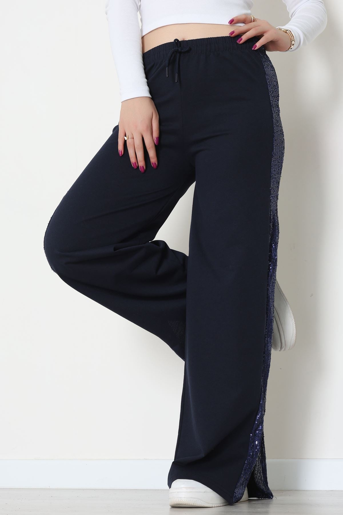 2 İplik Pul Detaylı Eşofman Altı Lacivert - 52110.1857.