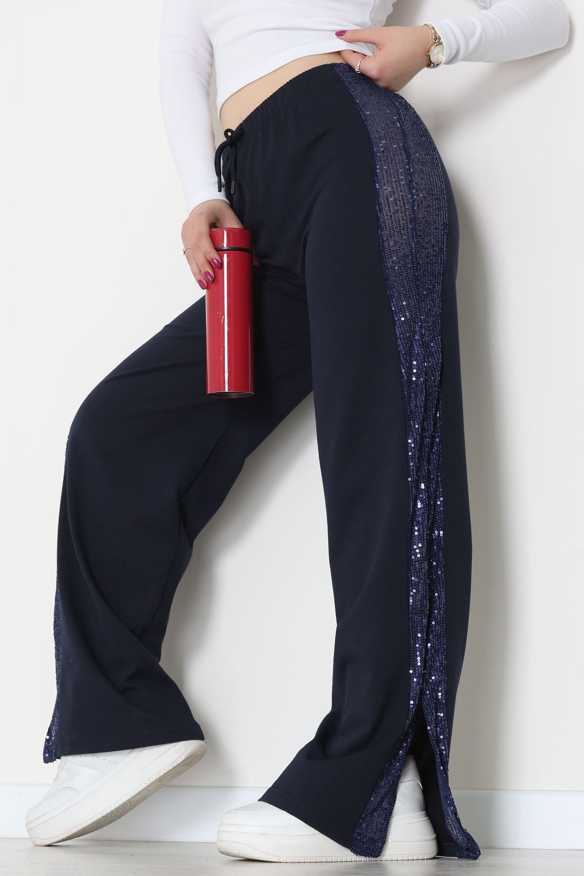 2 İplik Pul Detaylı Eşofman Altı Lacivert - 52110.1857.