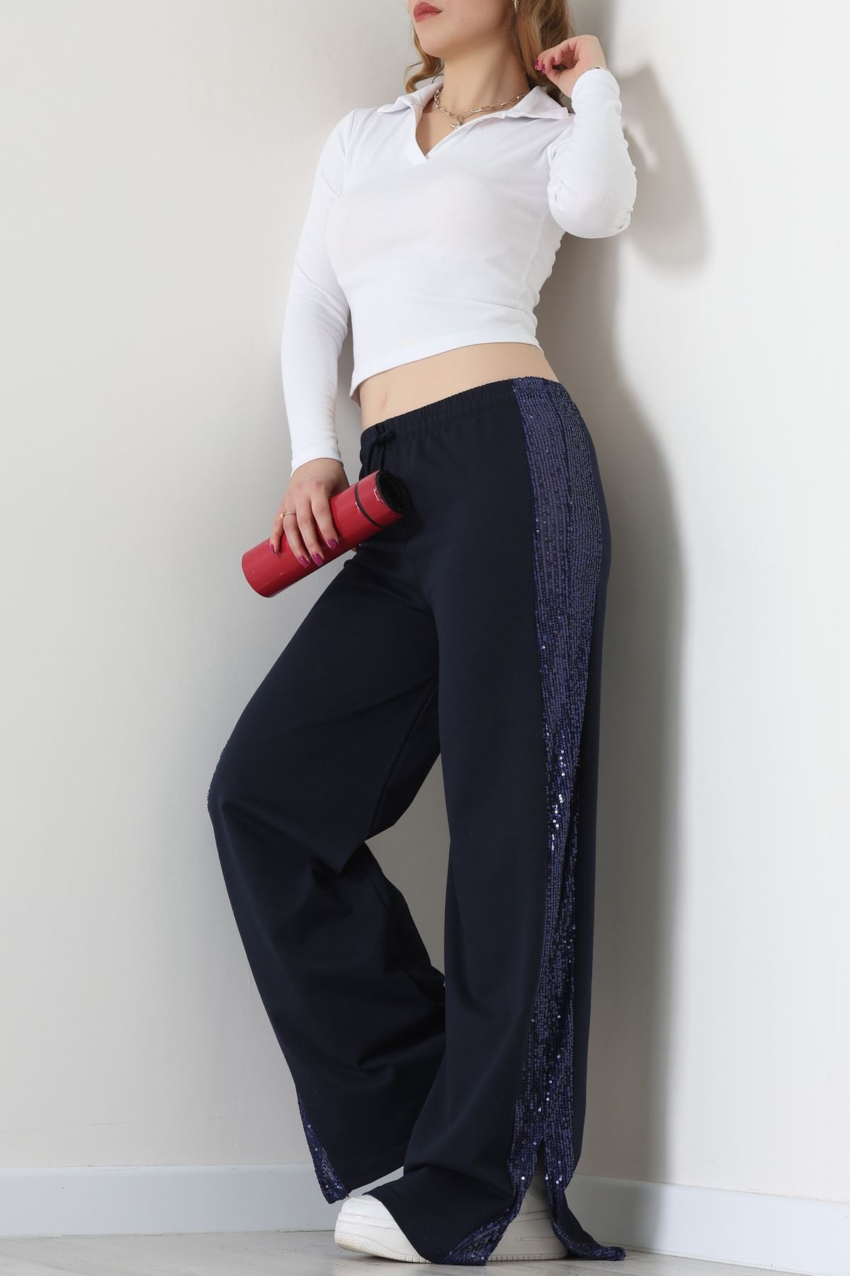 2 İplik Pul Detaylı Eşofman Altı Lacivert - 52110.1857.